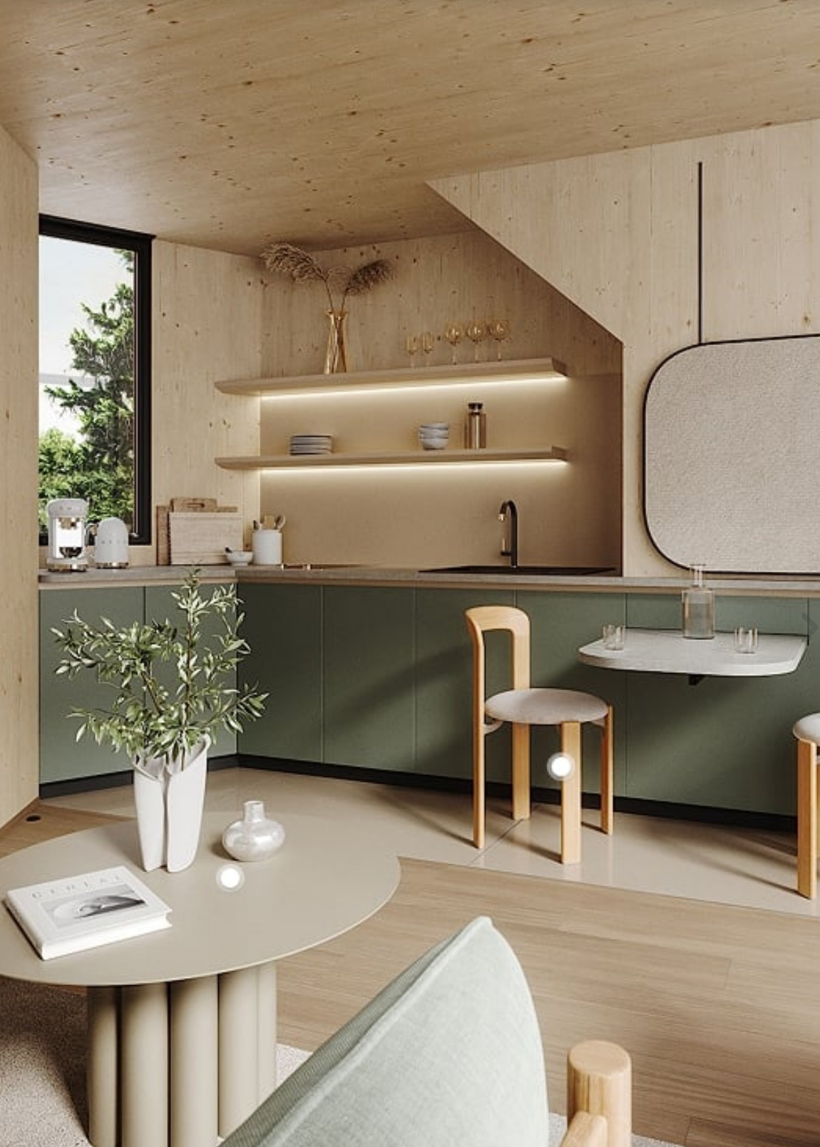 cuisine verte maison de designer de 80m2 Greenkub x Patrick Jouin cuisine verte maison de designer de 80m2 Greenkub x Patrick Jouin