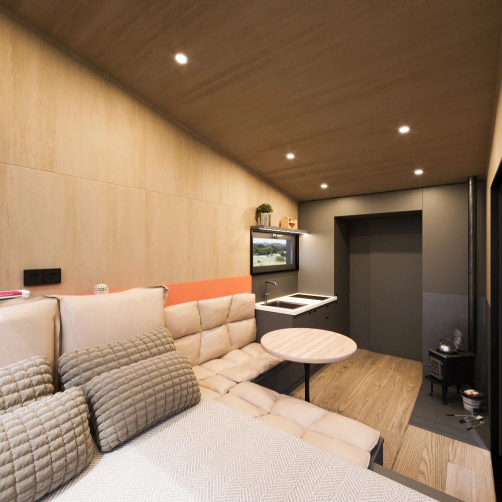intérieur mini maison européenne de 15m2 design contemporain Ambra TinyKiwi House