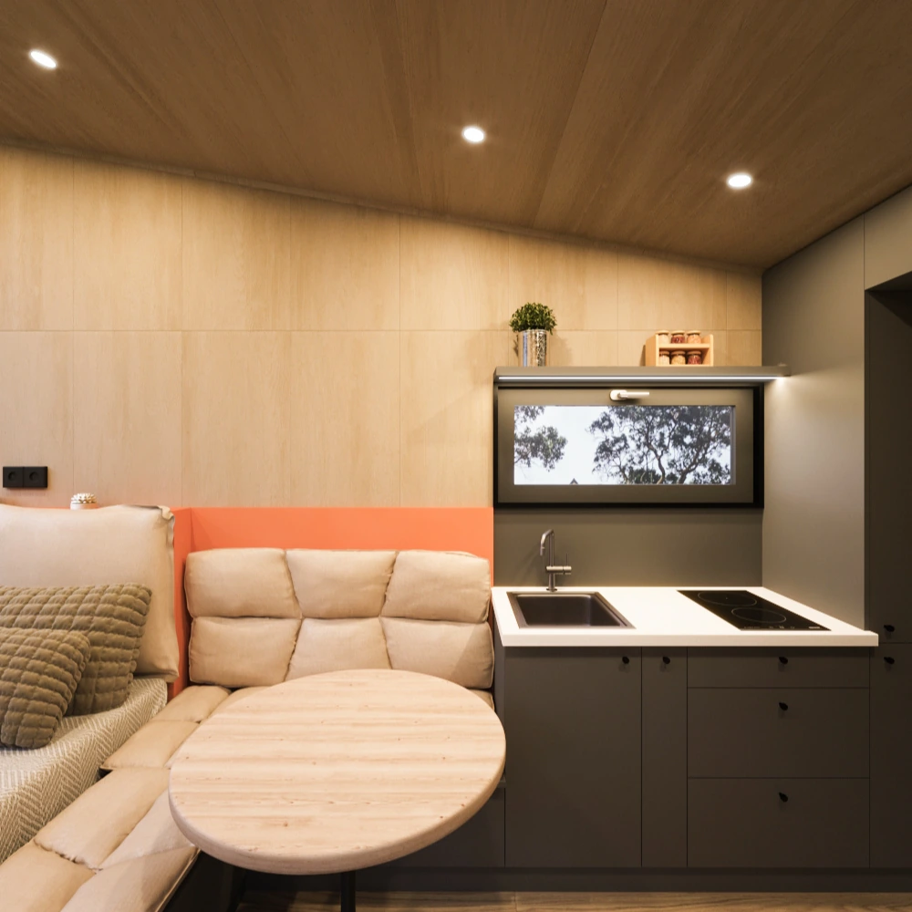 intérieur mini maison européenne de 15m2 design contemporain Ambra TinyKiwi House