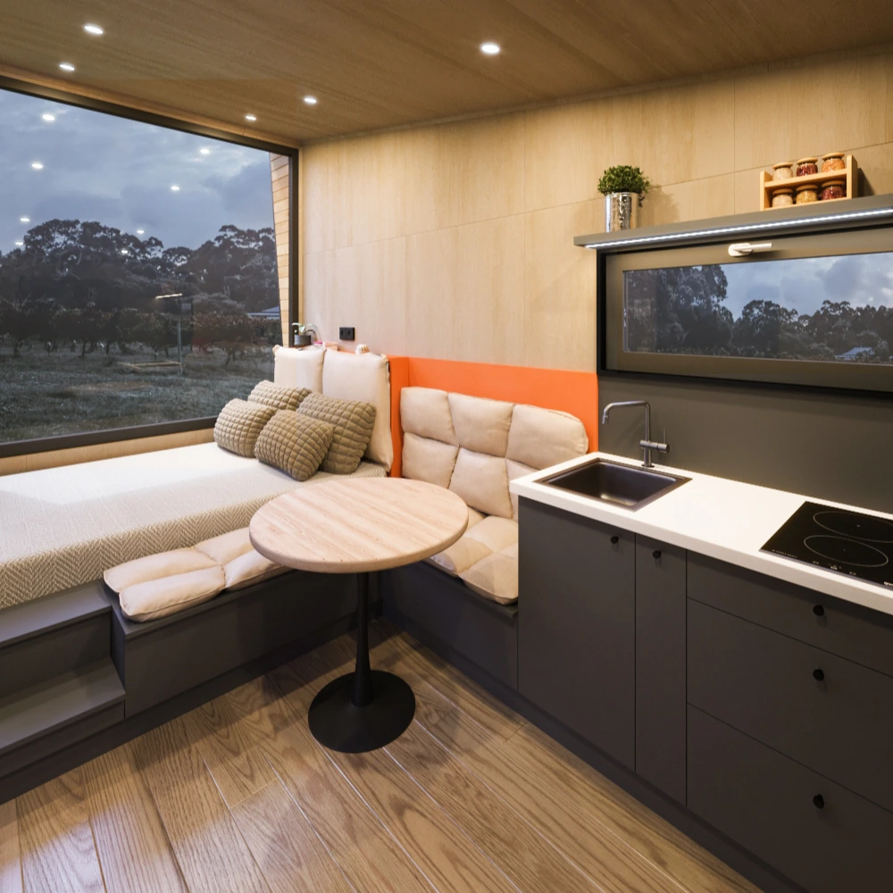 intérieur mini maison européenne de 15m2 design contemporain Ambra TinyKiwi House