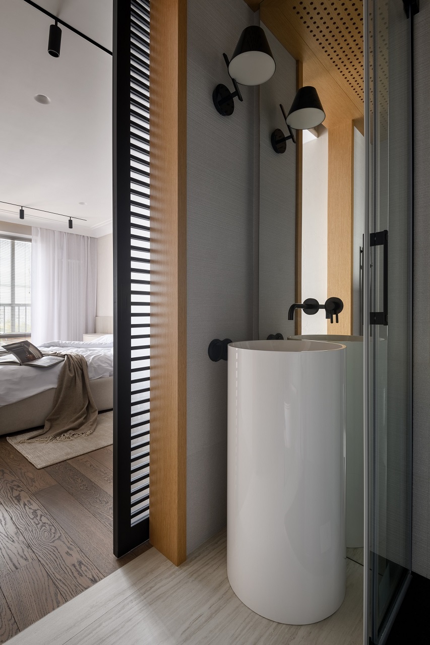 chambre et salle de bain décoration contemporaine tons neutres