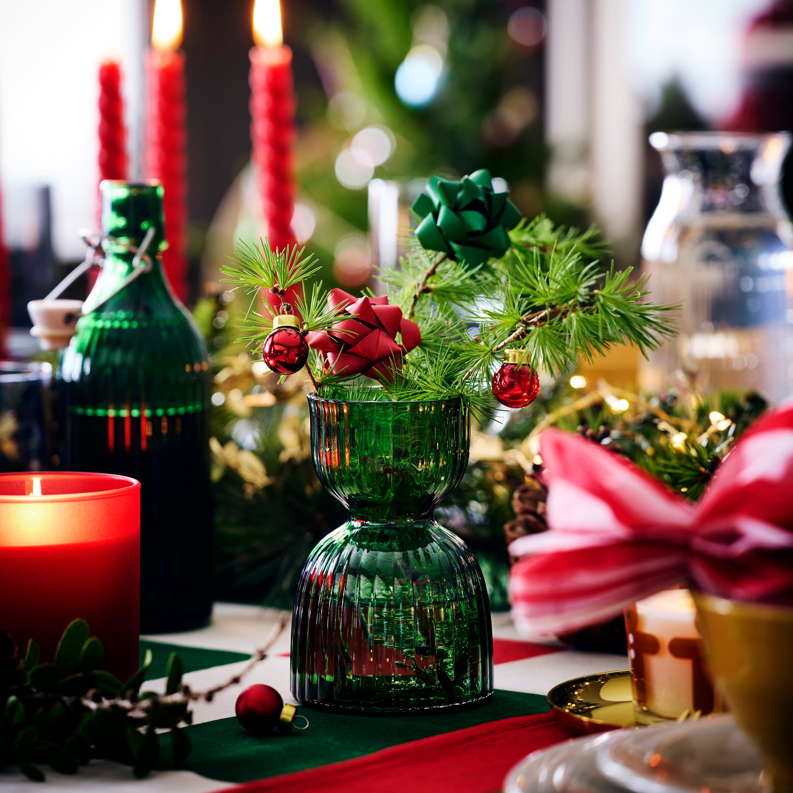 vase verre transparent vert décoration Noël vase verre transparent vert décoration Noël