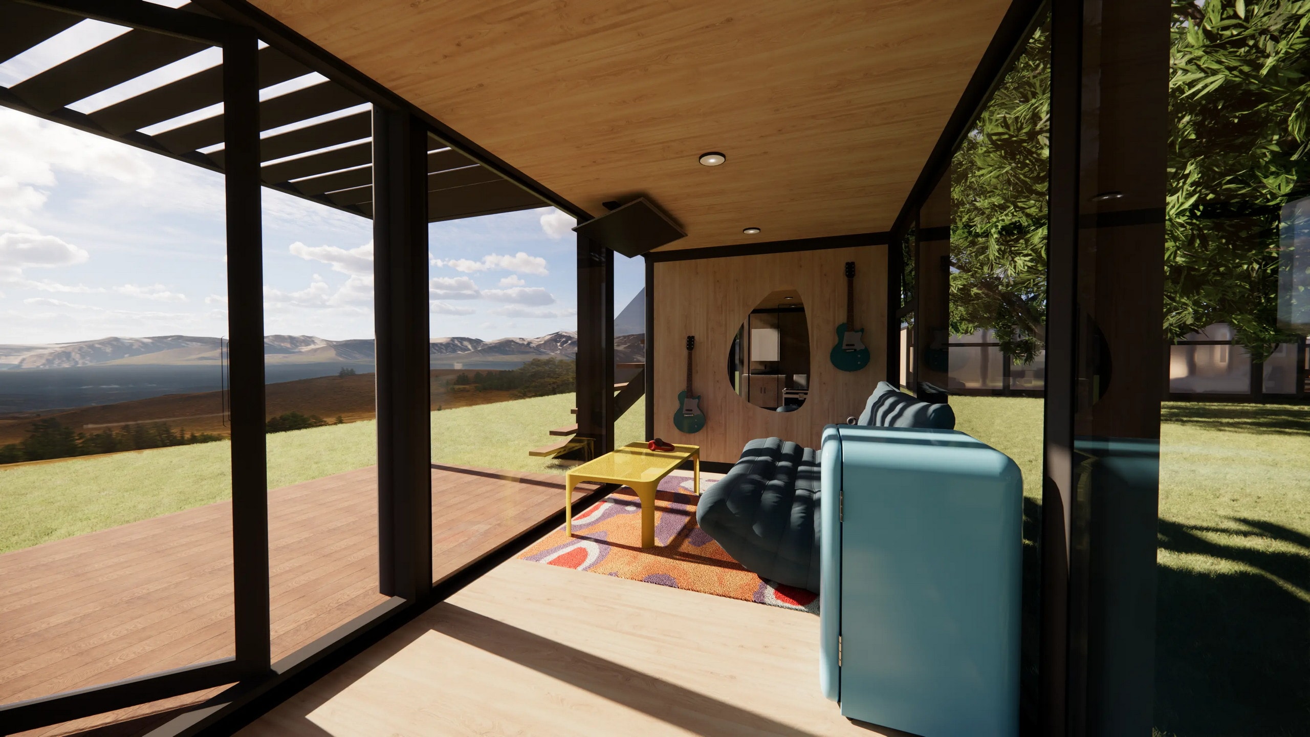intérieur petite maison compacte 14m2 au design vitré par Elsewhere Pods intérieur petite maison compacte 14m2 au design vitré par Elsewhere Pods