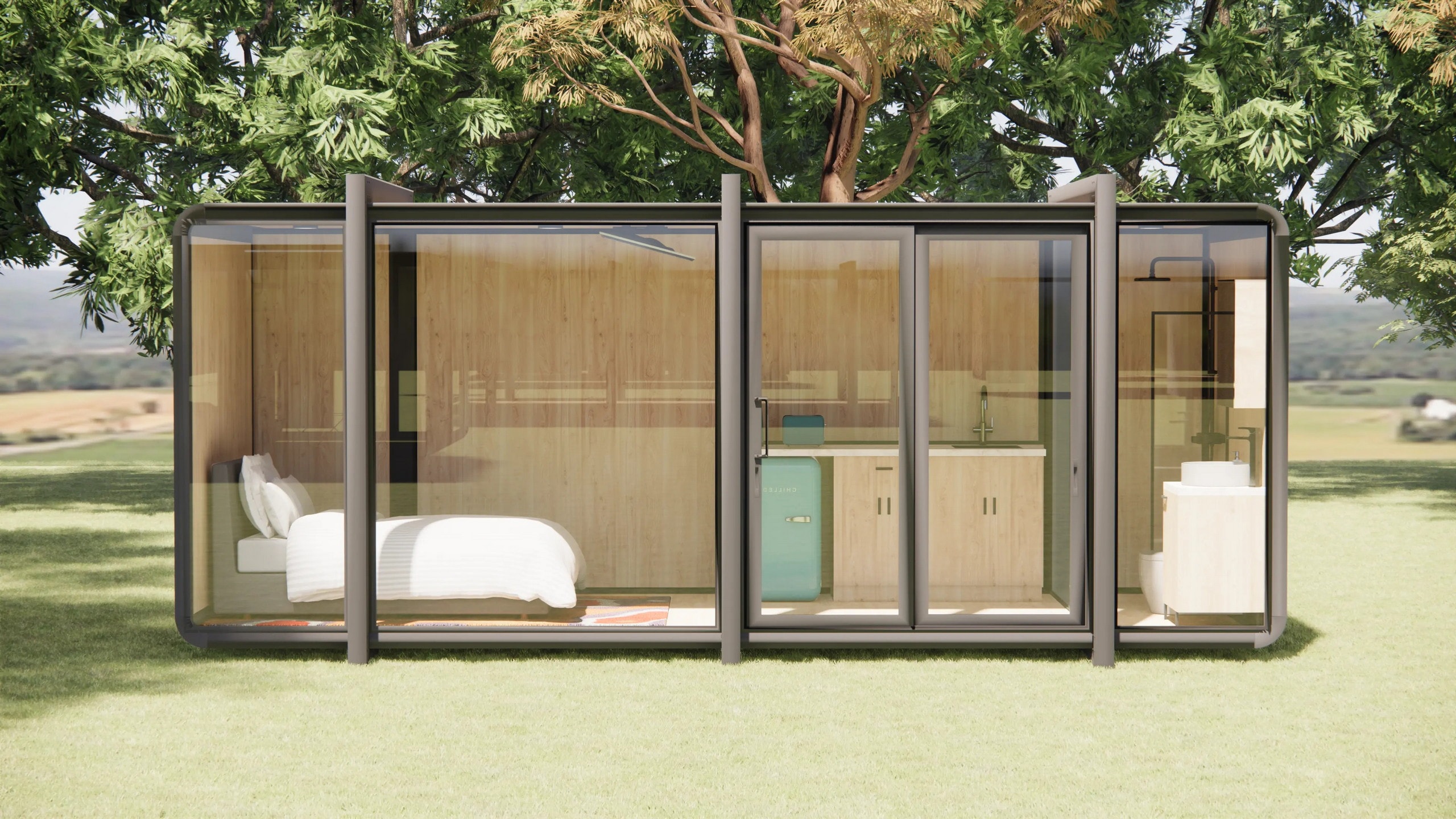 petite maison compacte 14m2 au design vitré par Elsewhere Pods petite maison compacte 14m2 au design vitré par Elsewhere Pods