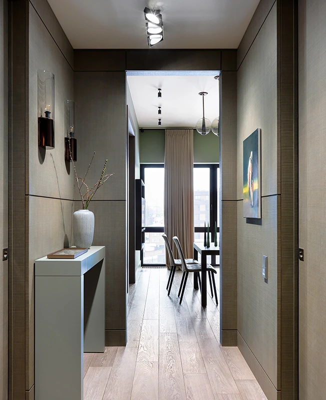 entrée avec console décoration contemporaine appartement 50m2