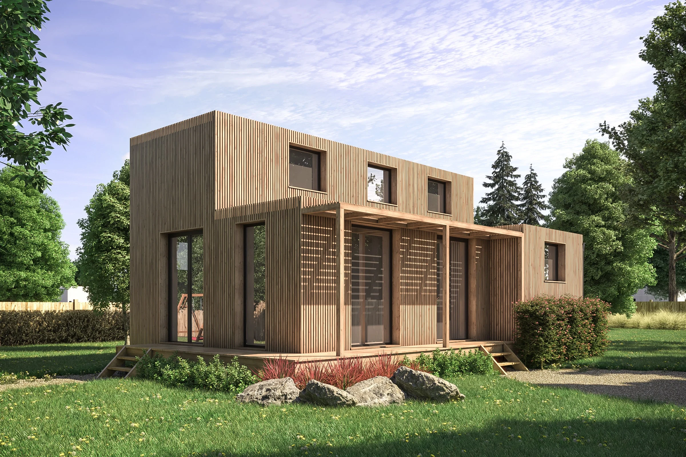 maison en bois familiale préfabriquée 100m2 Greenkub maison en bois familiale préfabriquée 100m2 Greenkub
