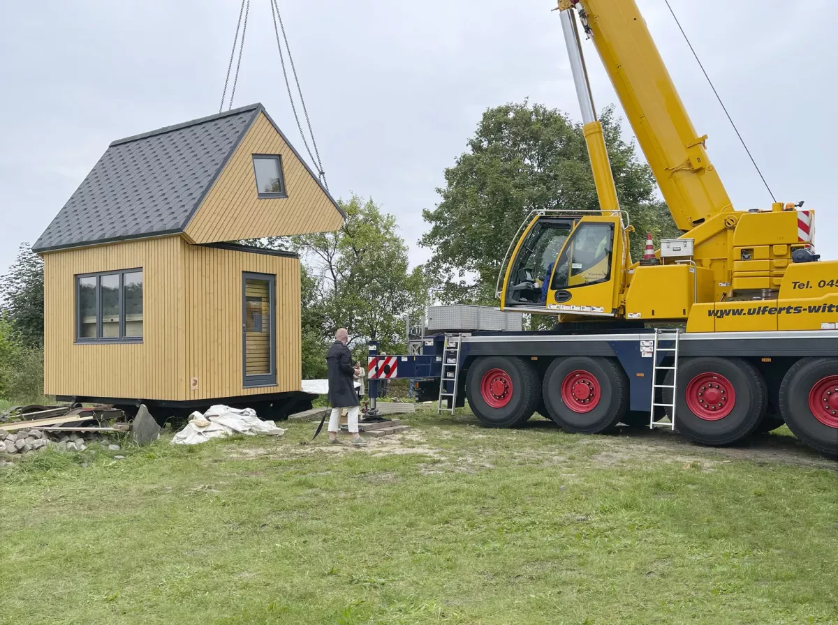 ouverture étage mini maison pliante de 49m2 Brette Haus livrable dans le monde entier
