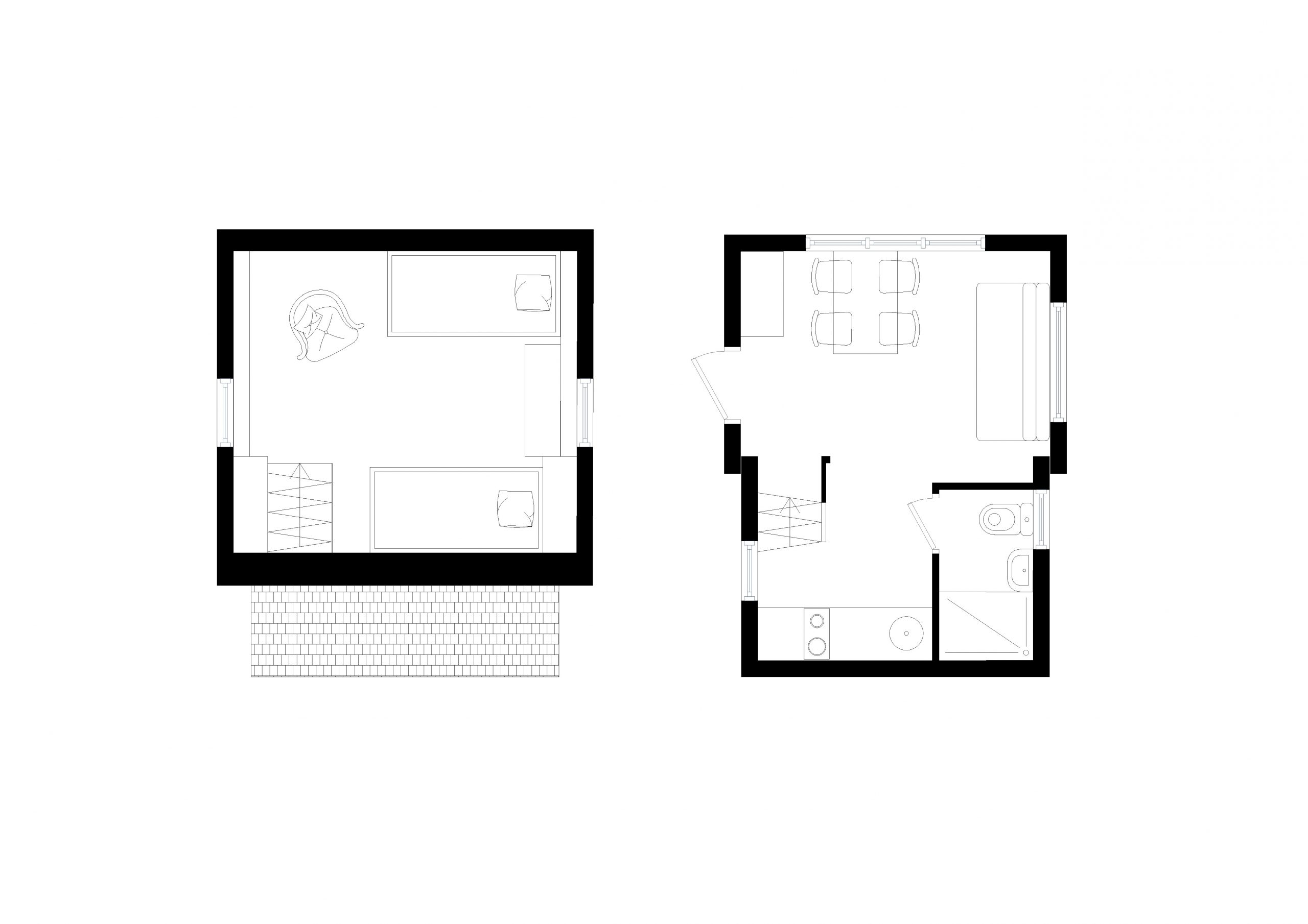 plan mini maison pliante de 49m2 Brette Haus livrable dans le monde entier