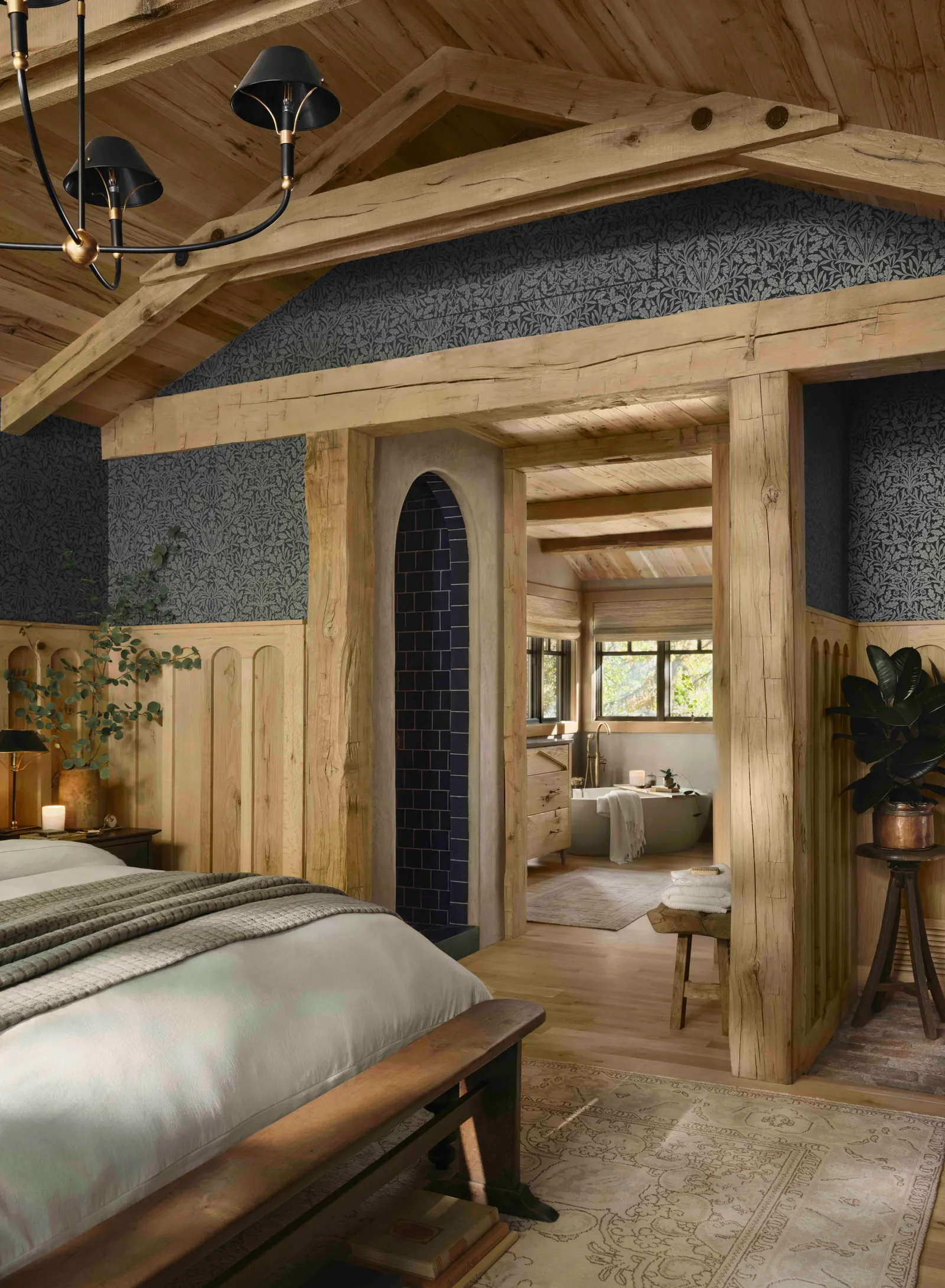 chambre rustique chic maison en bois Joanna et Chip Gaines dans les Rocheuses