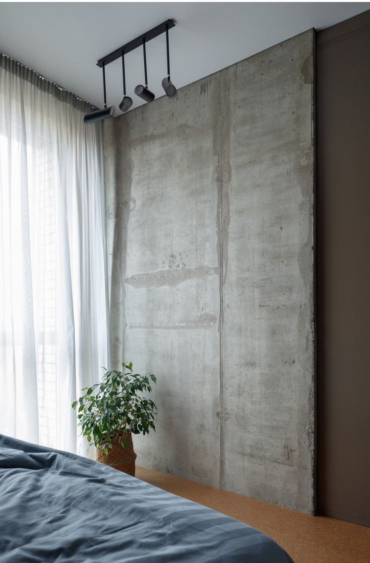 chambre mur béton studio 41m2 transformé en deux-pièces décoration contemporaine chambre mur béton studio 41m2 transformé en deux-pièces décoration contemporaine