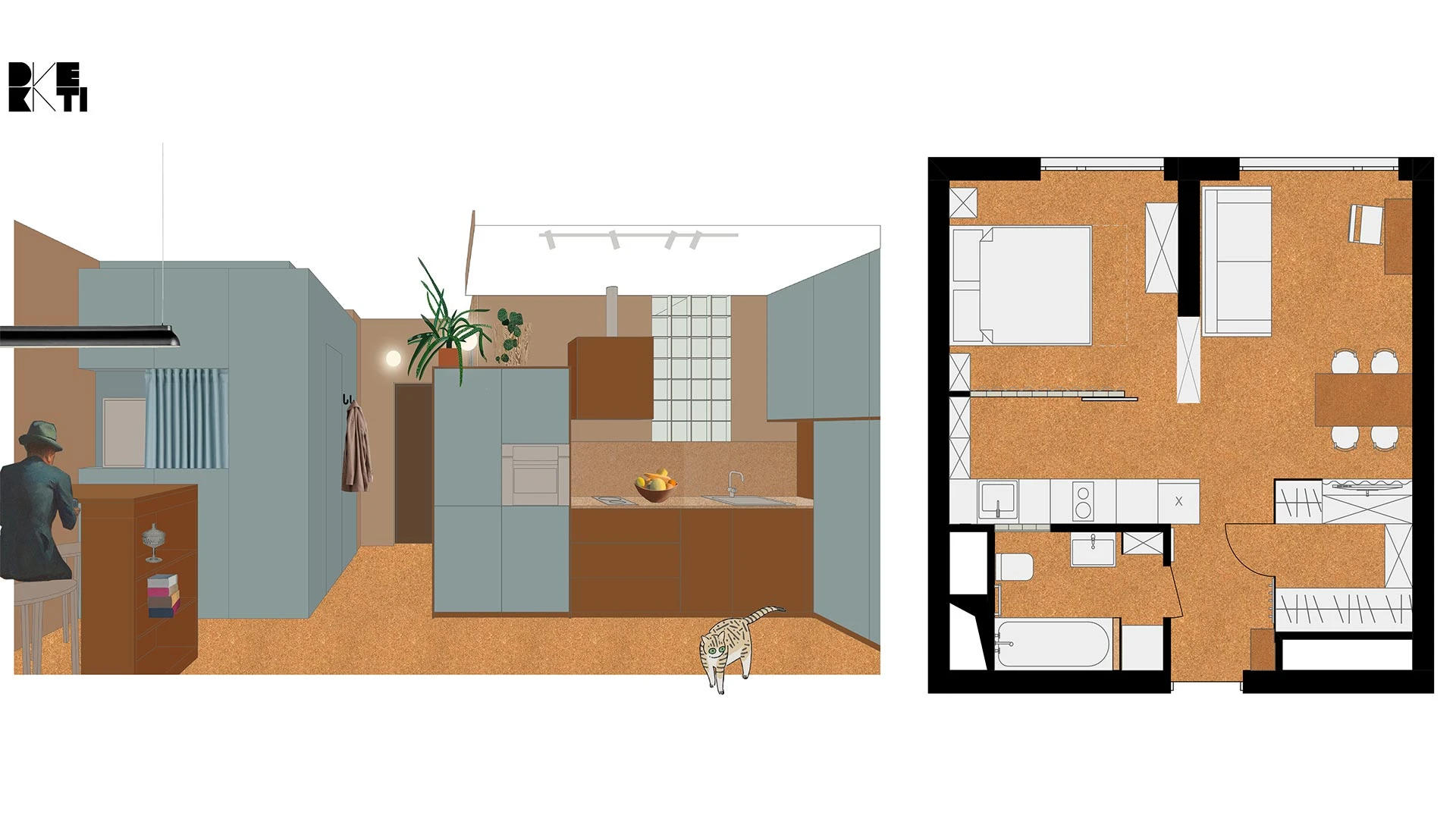 plan studio 41m2 transformé en un deux-pièces plan studio 41m2 transformé en un deux-pièces