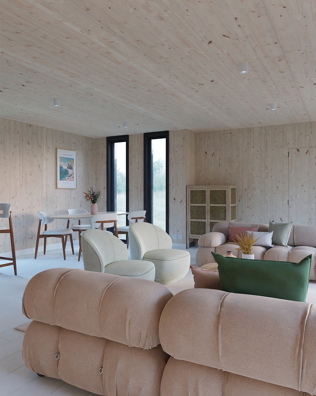 salon maison en bois préfabriquée française Greenkub