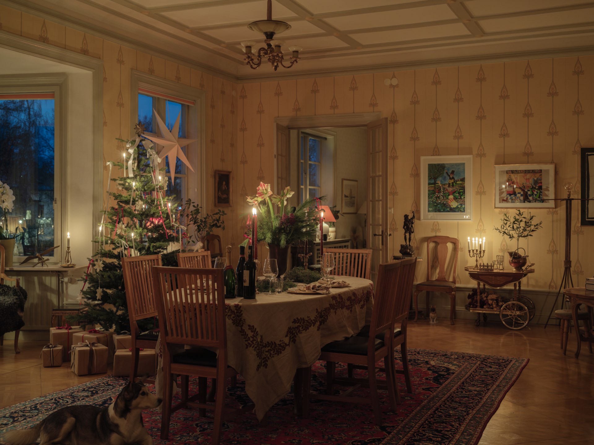 salle à manger décoration classique chic de Noël salle à manger décoration classique chic de Noël