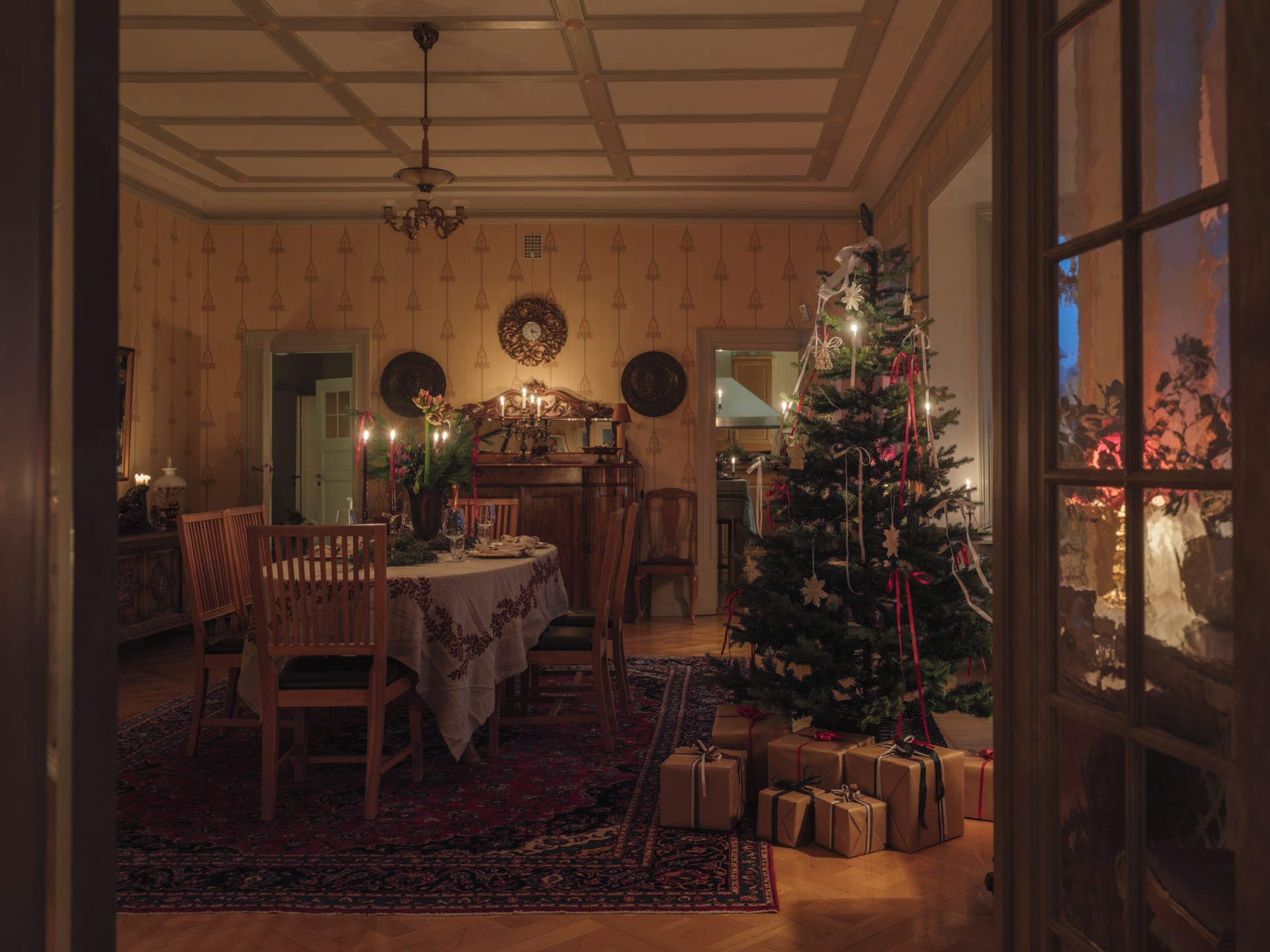 salle à manger décoration classique chic de Noël salle à manger décoration classique chic de Noël