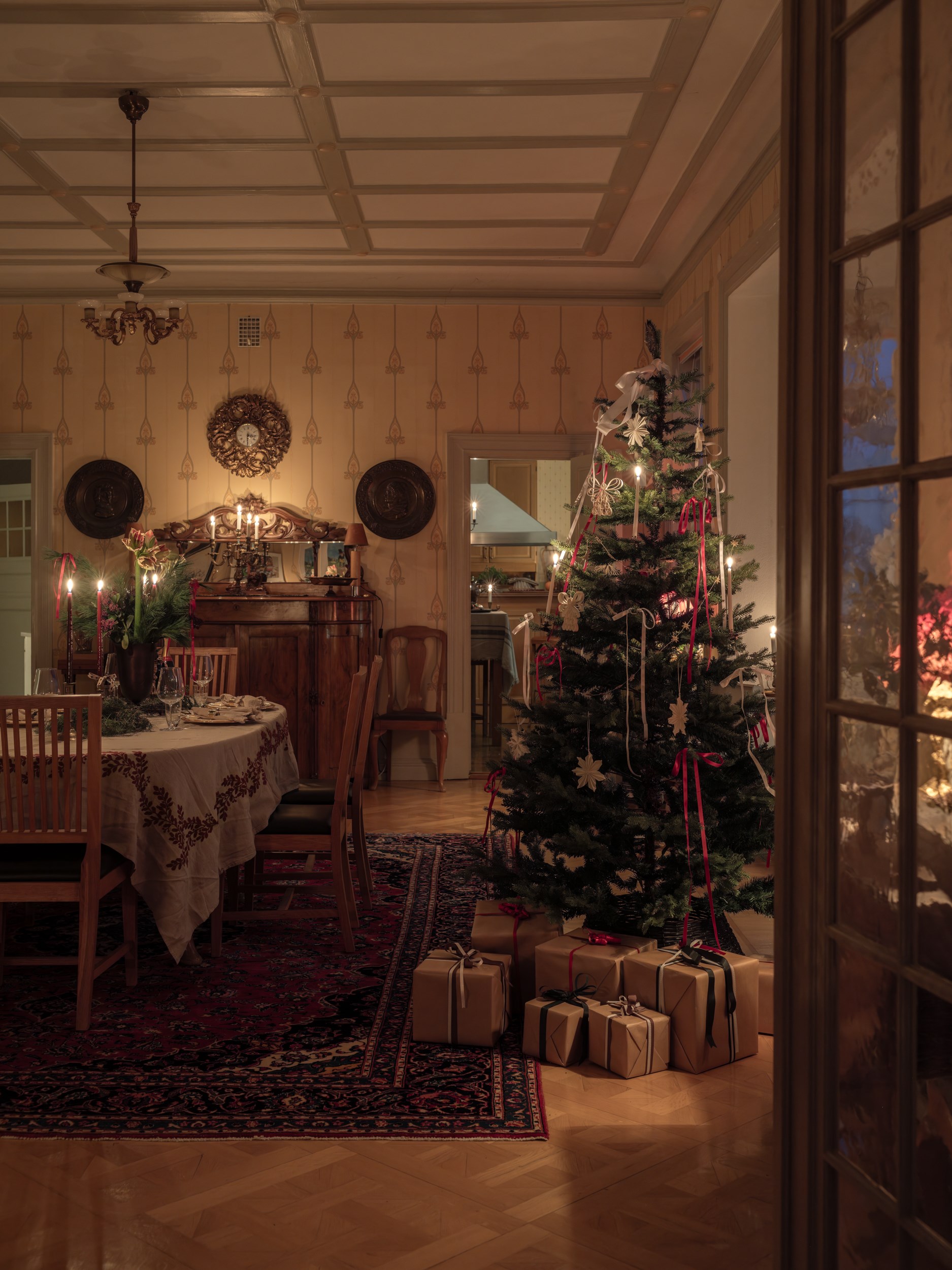 salle à manger décoration classique chic de Noël salle à manger décoration classique chic de Noël