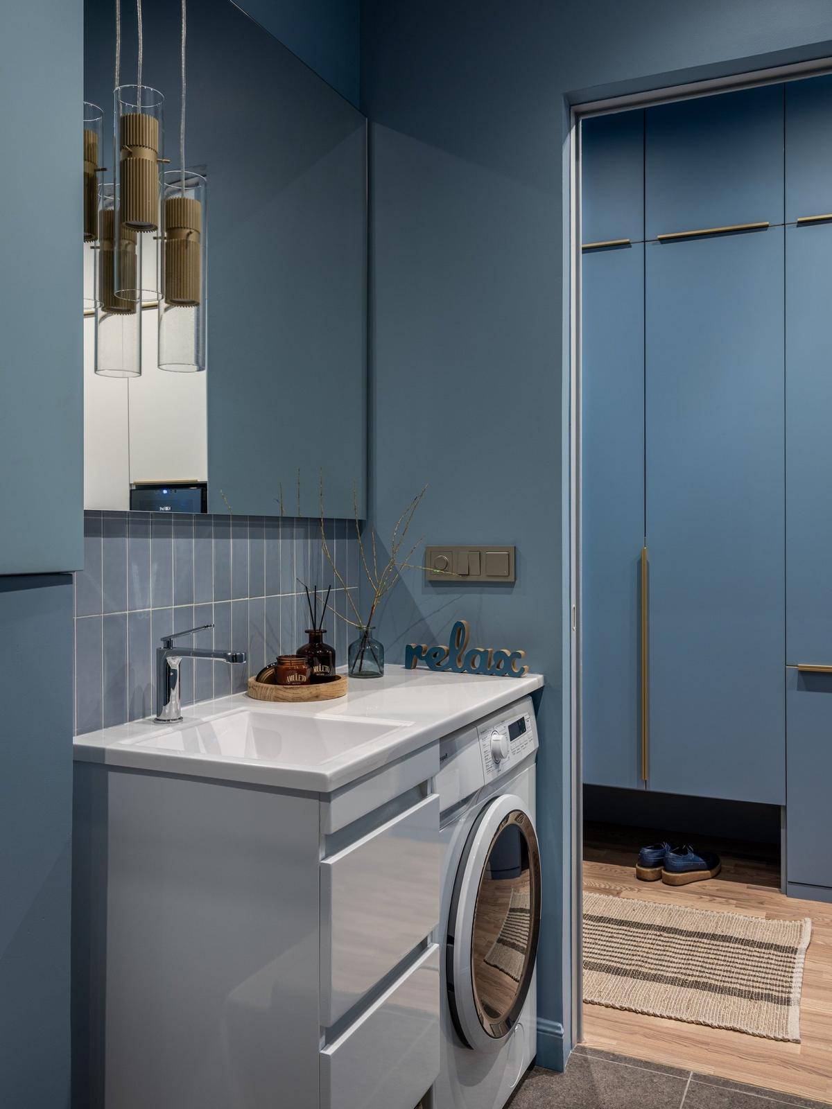 salle de bain avec espace buanderie studio 28m2 décoration contemporaine