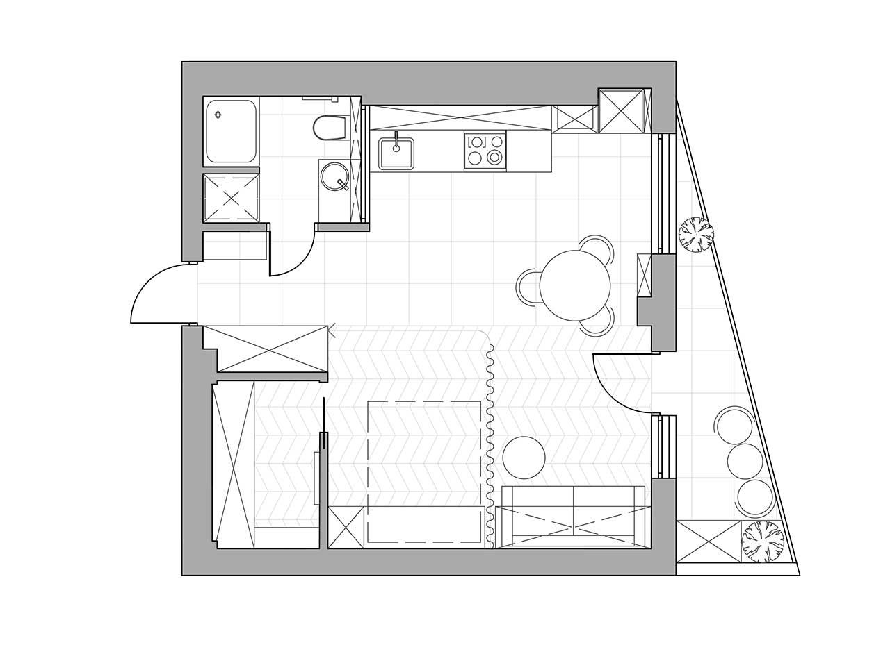 plan studio 40m2 avec lit escamotable décoration contemporaine bois clair et couleurs naturelles plan studio 40m2 avec lit escamotable décoration contemporaine bois clair et couleurs naturelles