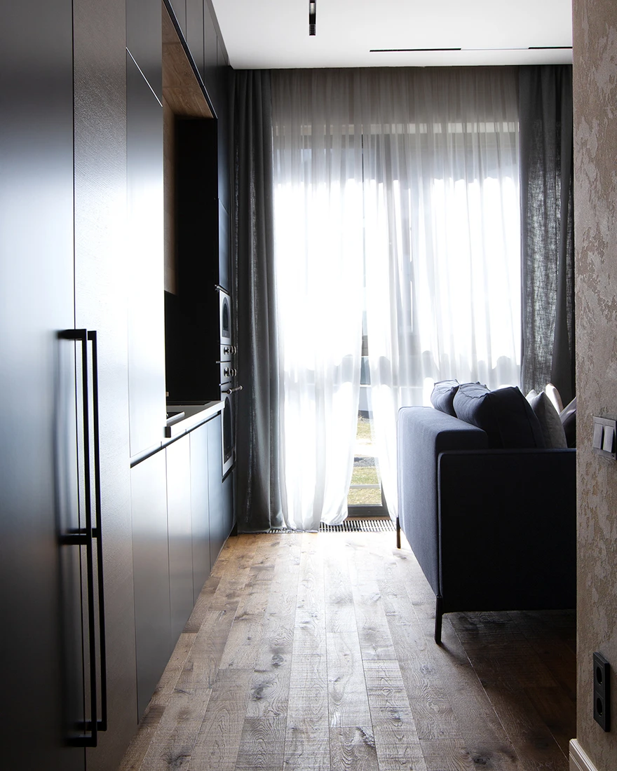 salon et cuisine ouverte appartement 38m2 décoration design