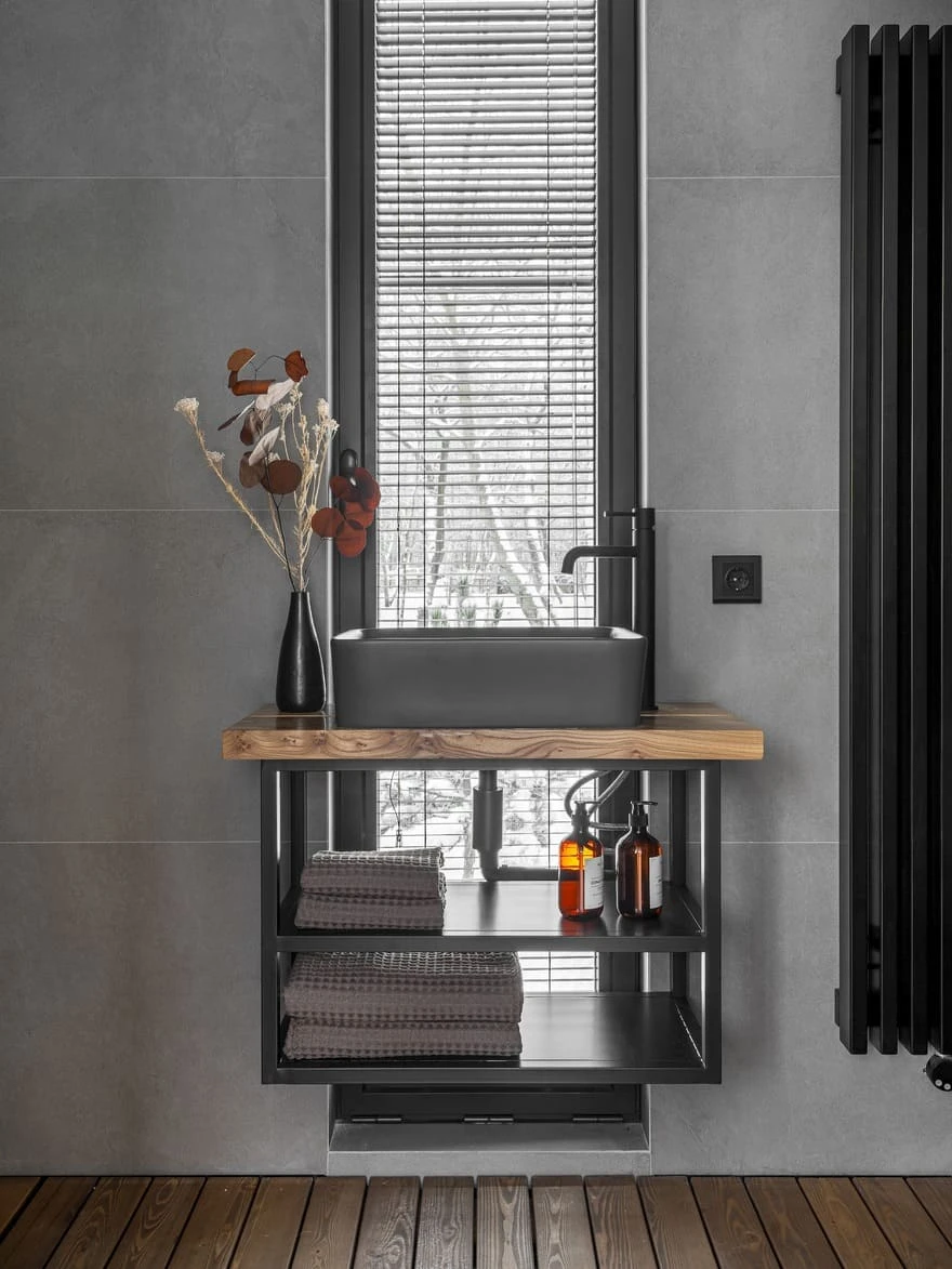 salle de bain décoration design grise petite maison miroir de 36m2 salle de bain décoration design grise petite maison miroir de 36m2