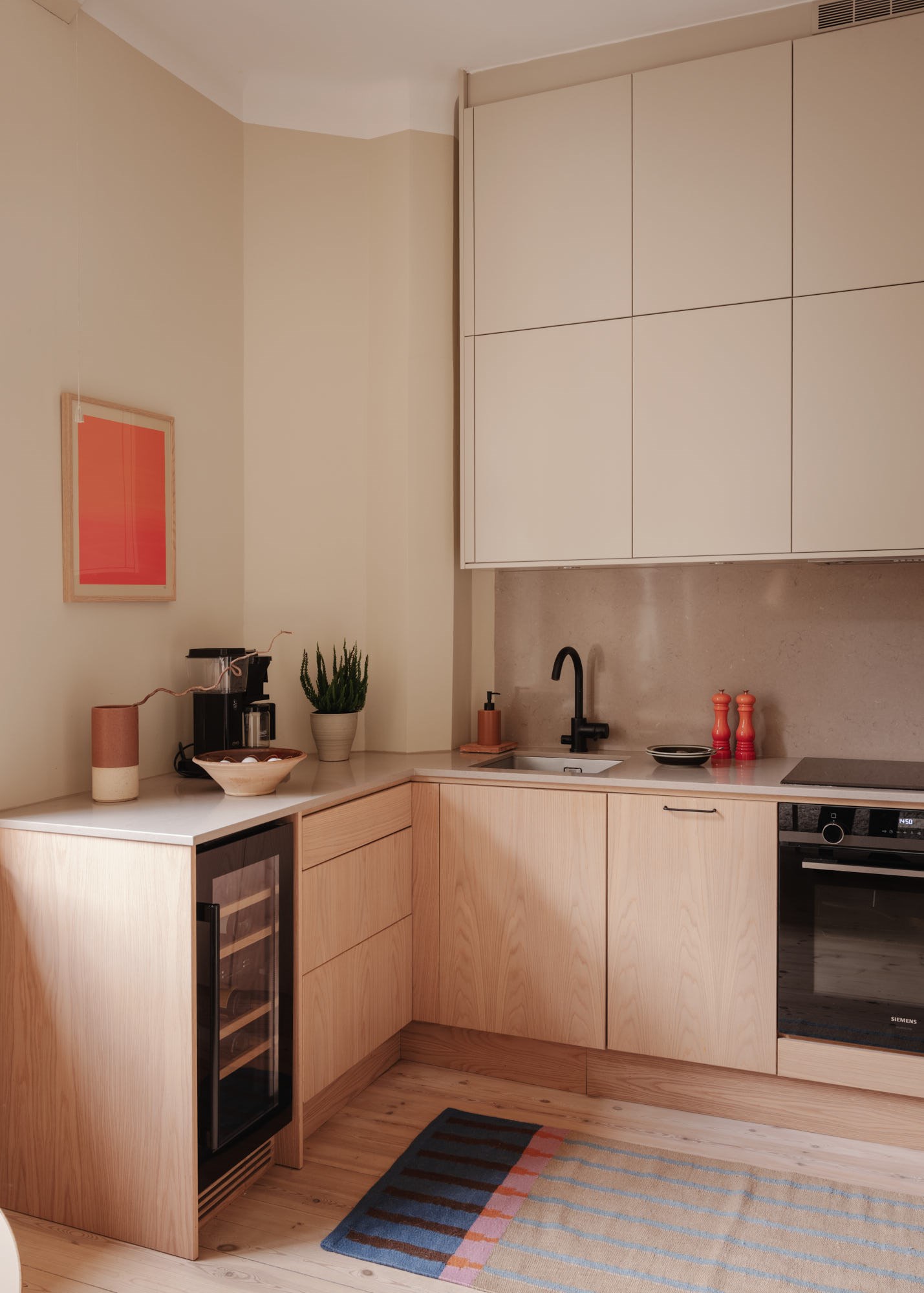 cuisine bois et beige design appartement 43m2