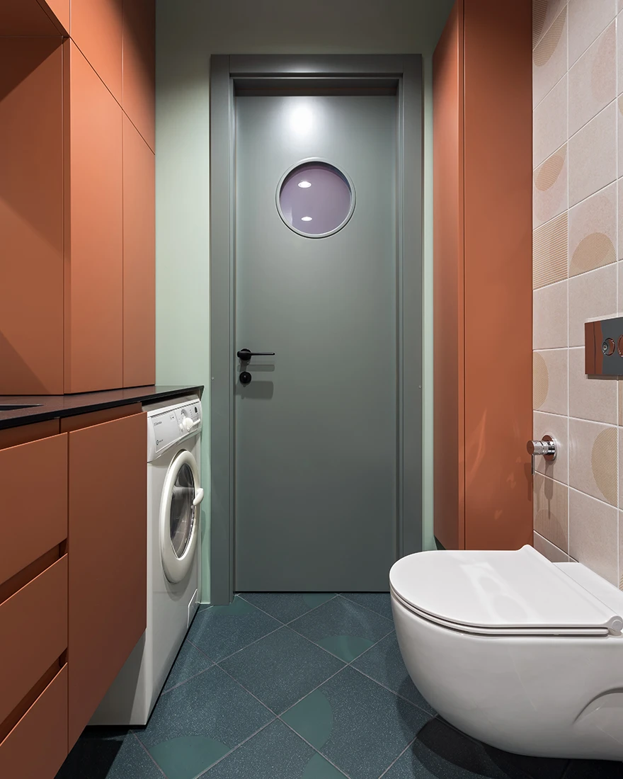 salle de bain appartement 36m2 color block