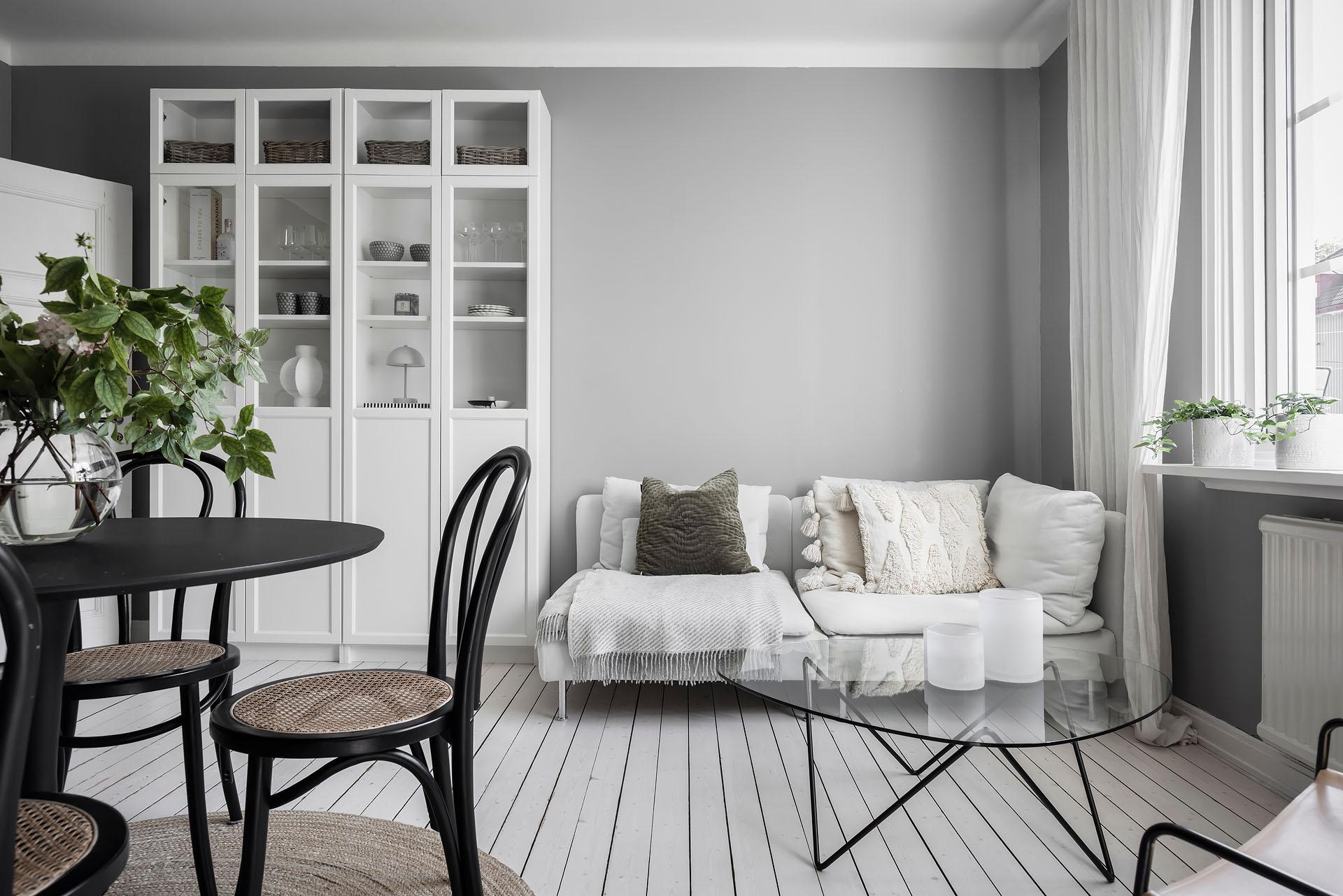 salon deux-pièces 40m2 décoration monochrome scandinave salon deux-pièces 40m2 décoration monochrome scandinave