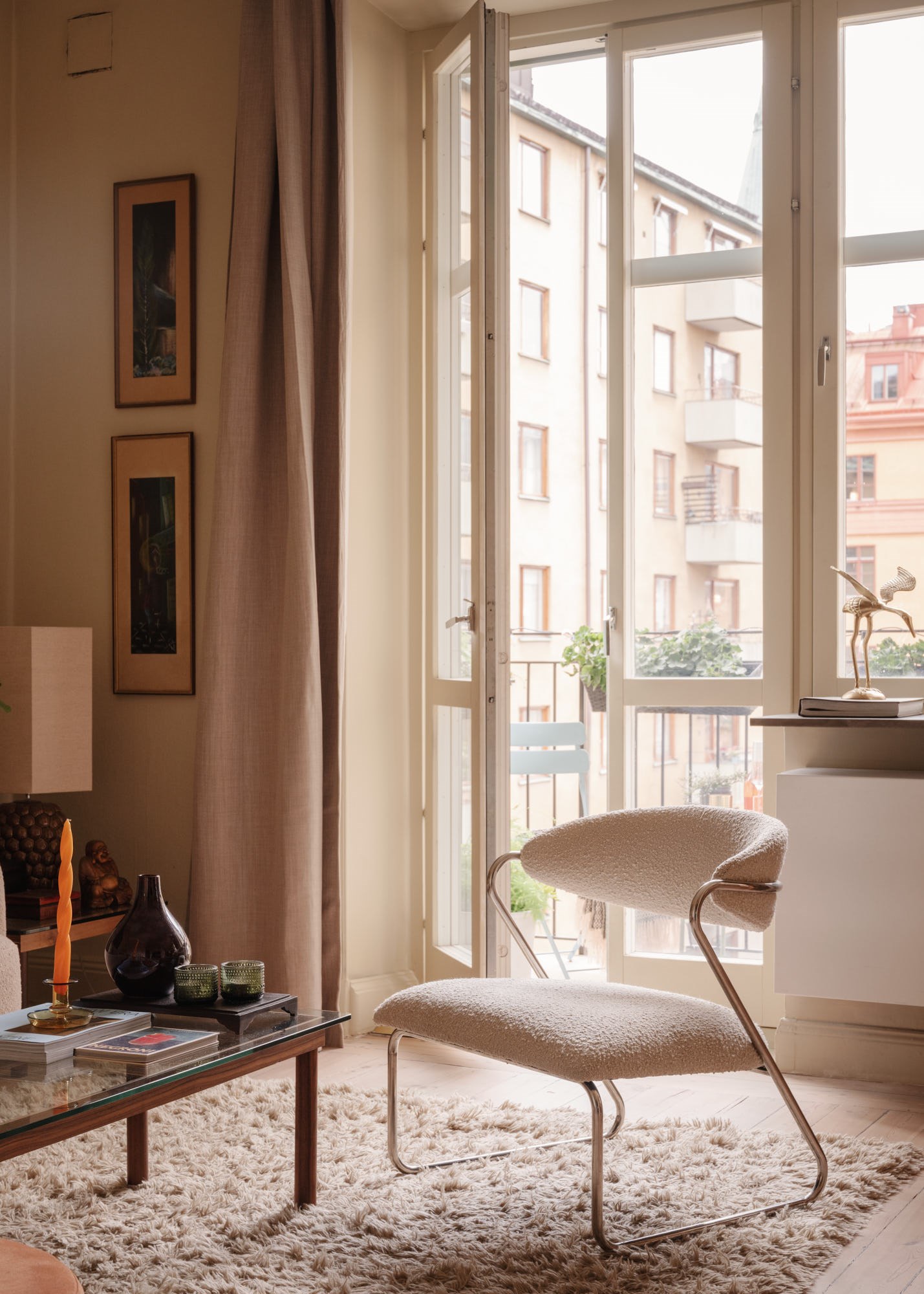salon décoration scandinave beige appartement 43m2