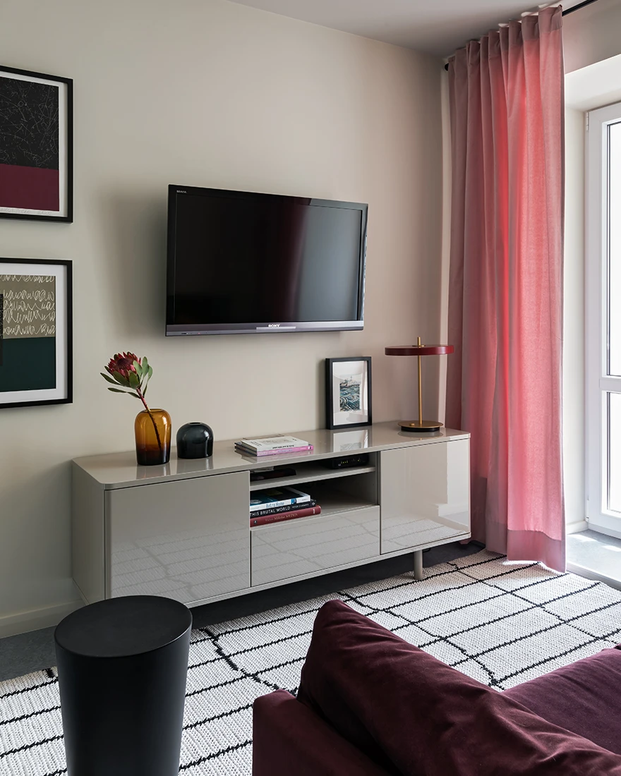 salon appartement 36m2 color block