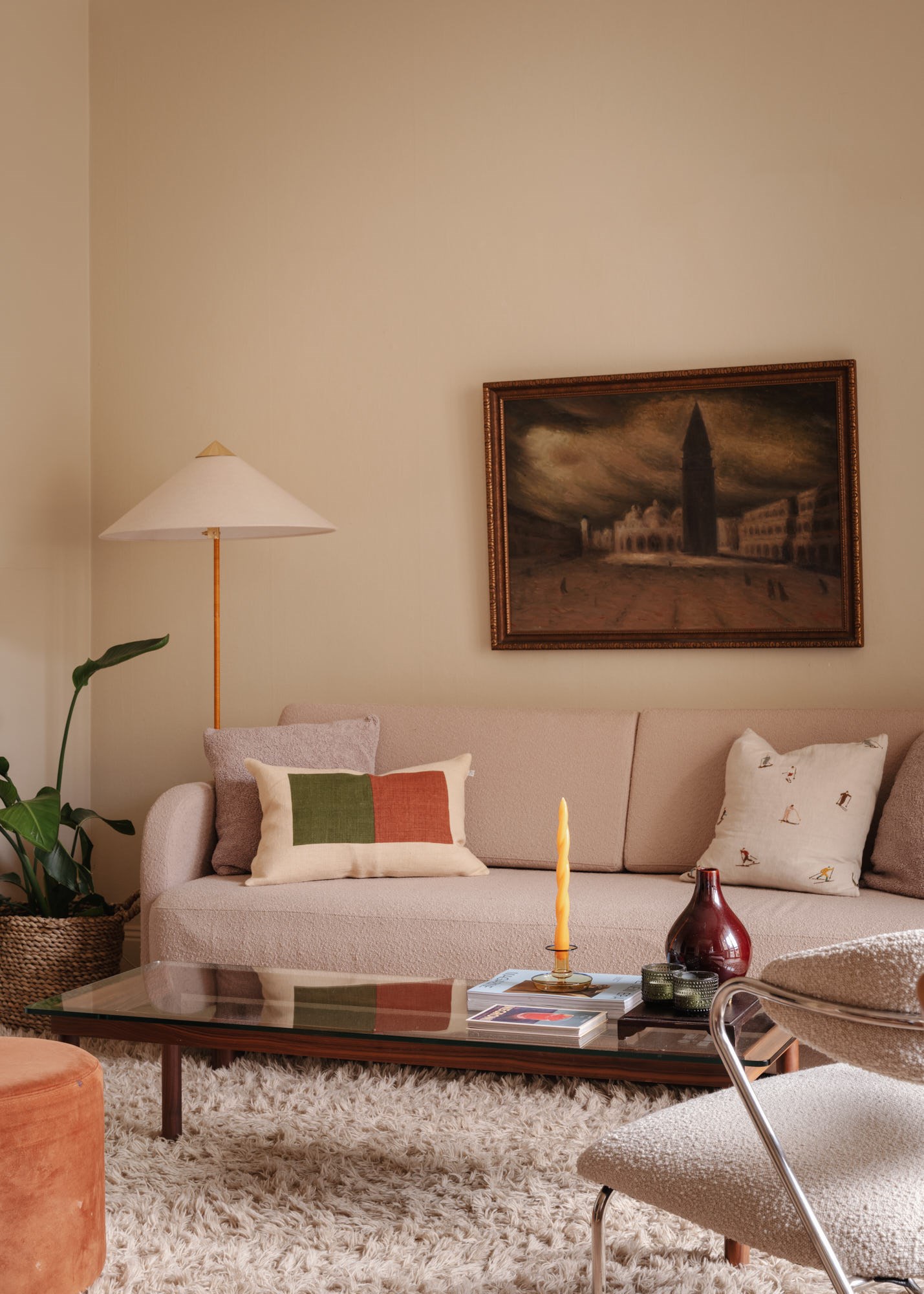 salon décoration scandinave beige appartement 43m2