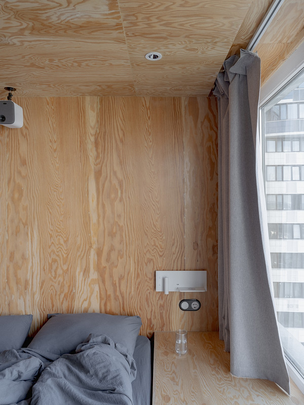 chambre sur podium avec tiroirs studio 25m2