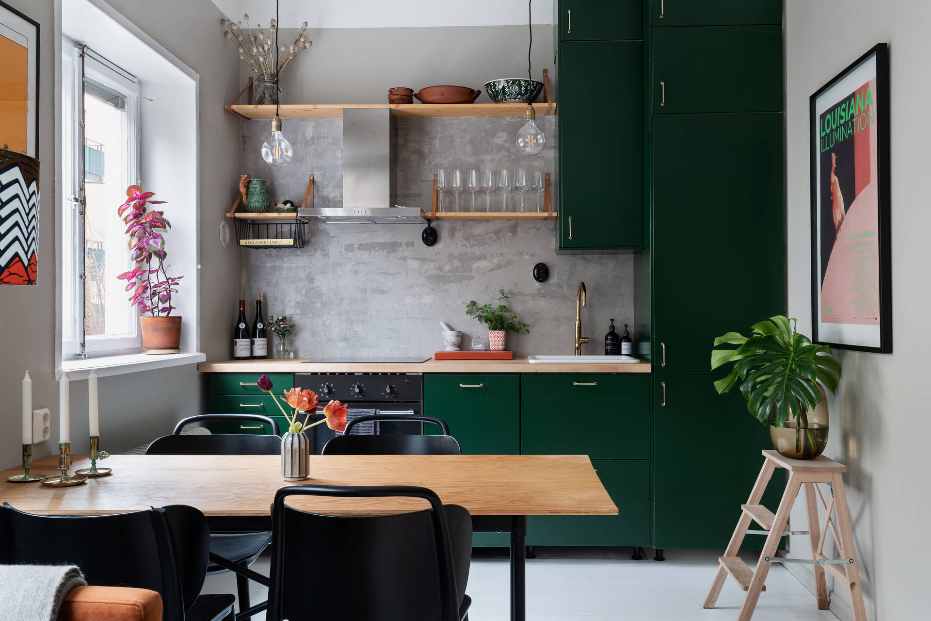 cuisine ouverte verte studio 33m2 décoration scandinave cuisine ouverte verte studio 33m2 décoration scandinave