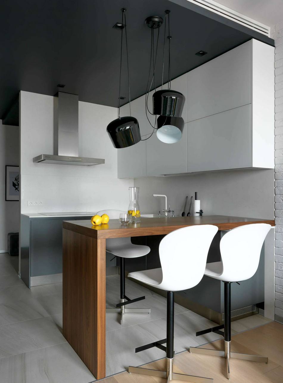 cuisine ouverte deux-pièces 48m2 décoration design