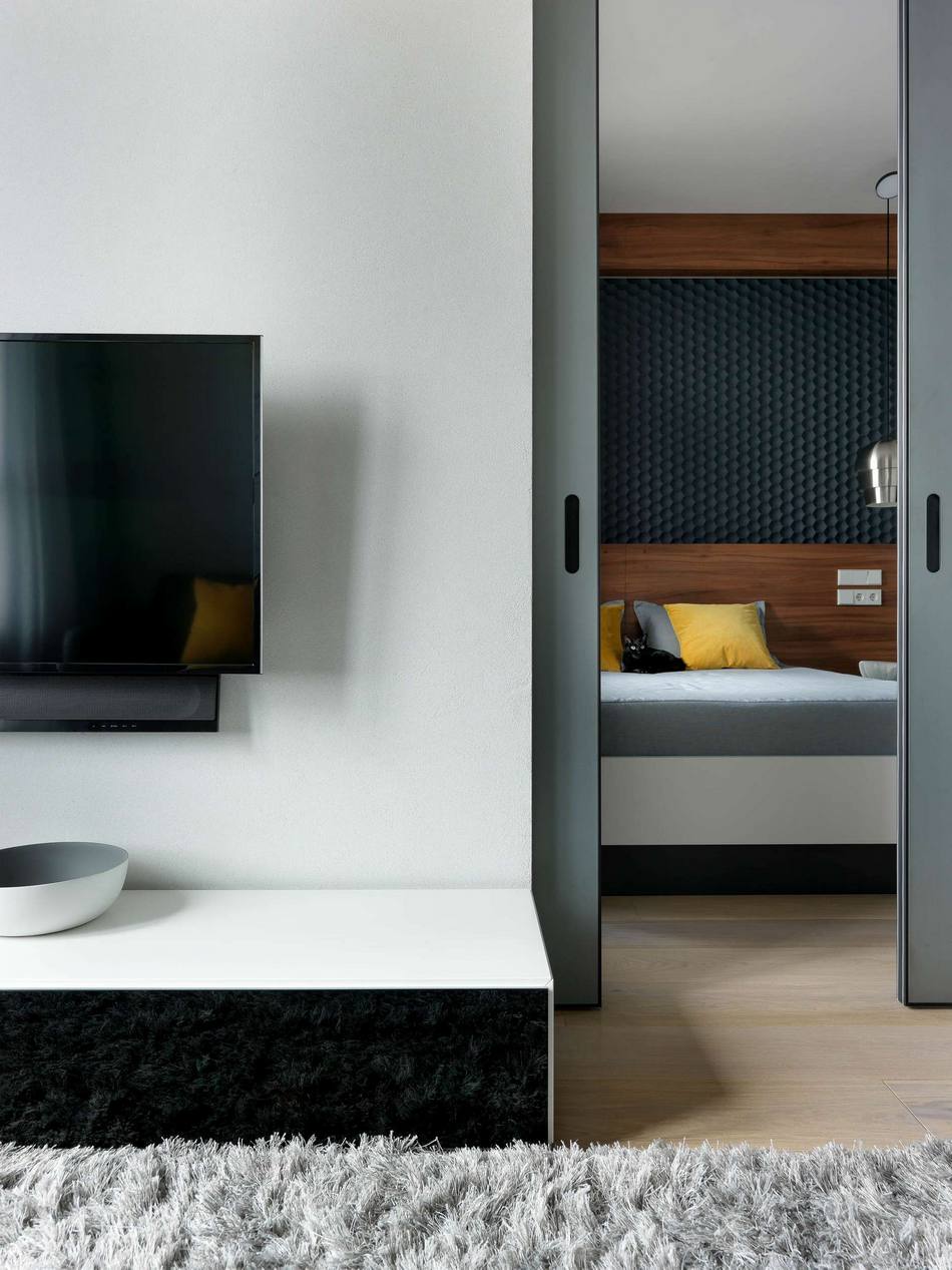 salon et chambre deux-pièces 48m2 décoration design