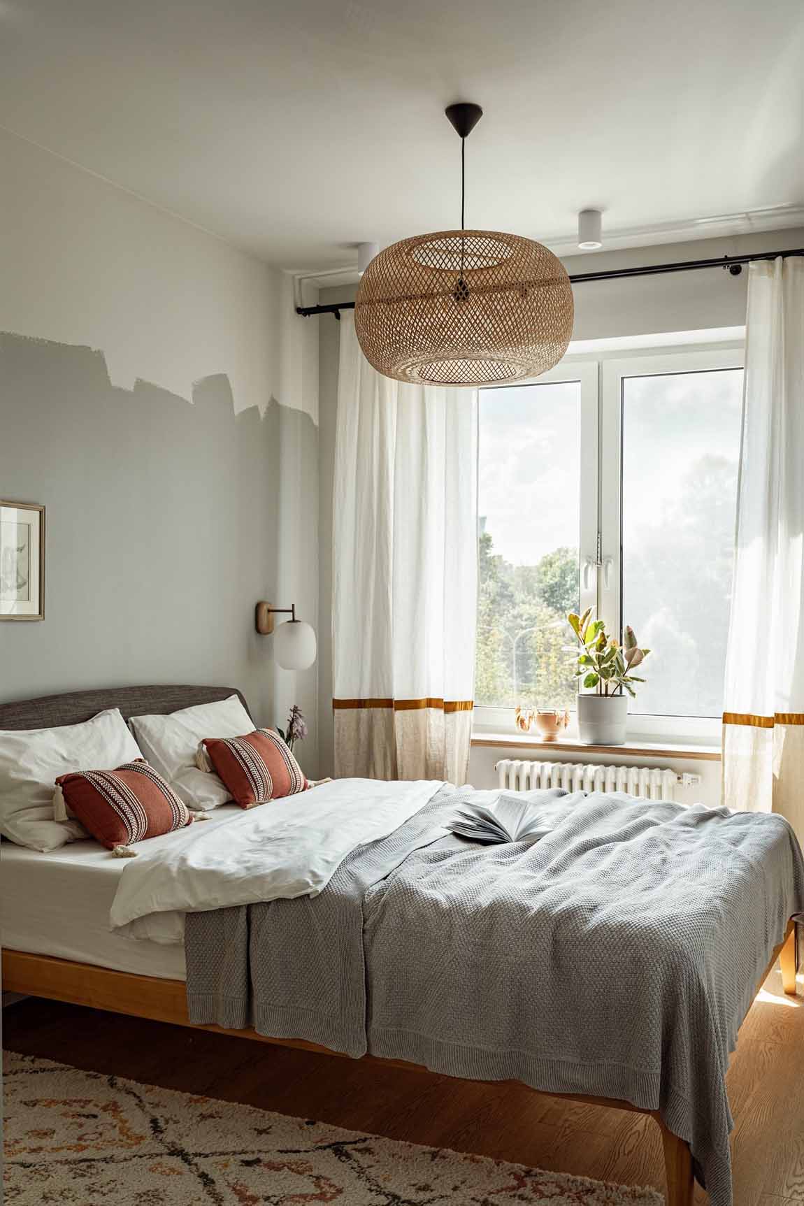 chambre appartement 62m2 décoration colorée