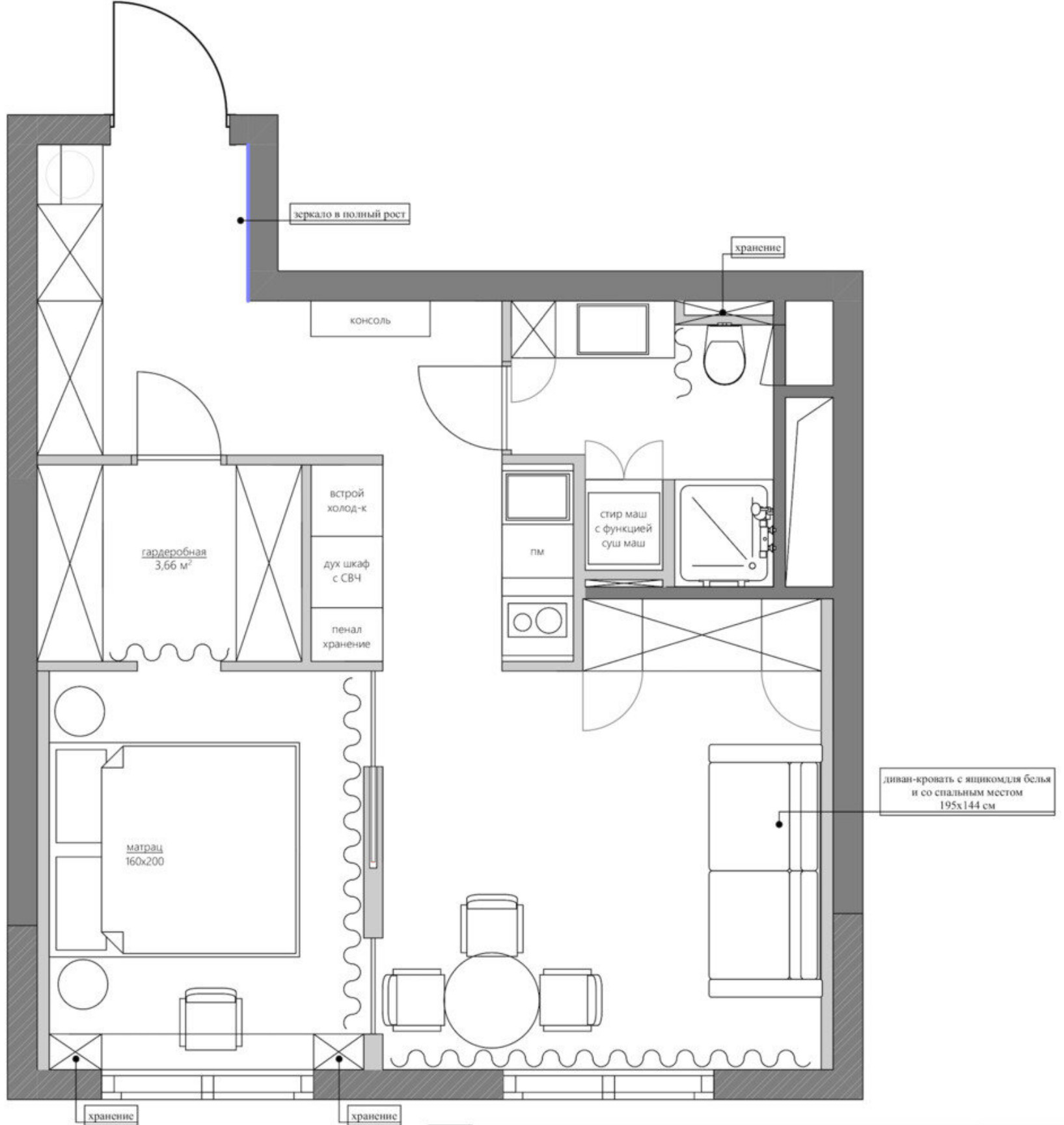 plan deux-pièces 41m2