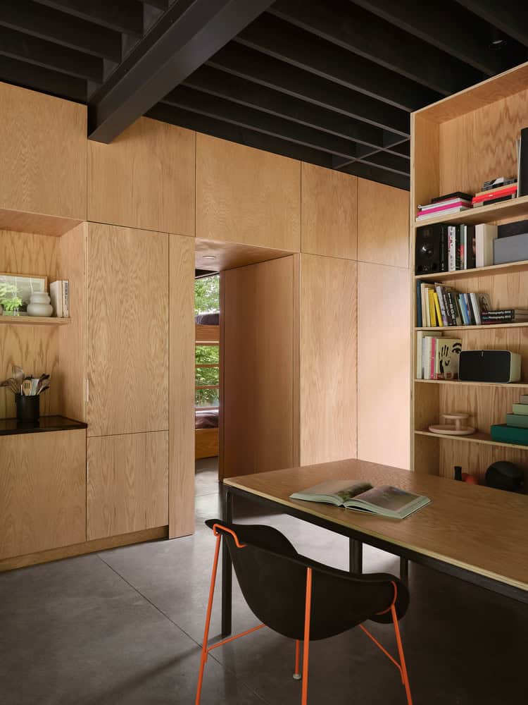 cuisine ouverte et salle à manger avec bibliothèque maison en bois contemporaine décoration design cuisine ouverte et salle à manger avec bibliothèque maison en bois contemporaine décoration design