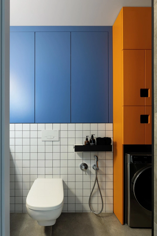 salle de bain studio 23m2 optimisé décoration colorée design