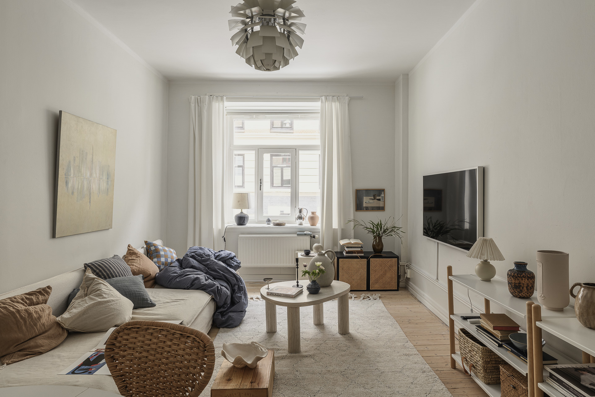 salon deux-pièces 52m2 décoration scandinave