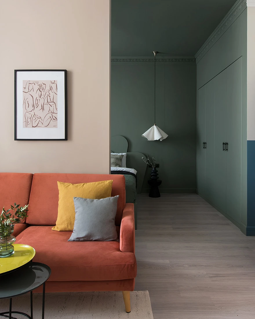 chambre semi ouverte et salon décoration contemporaine appartement de 35m2 chambre semi ouverte et salon décoration contemporaine appartement de 35m2