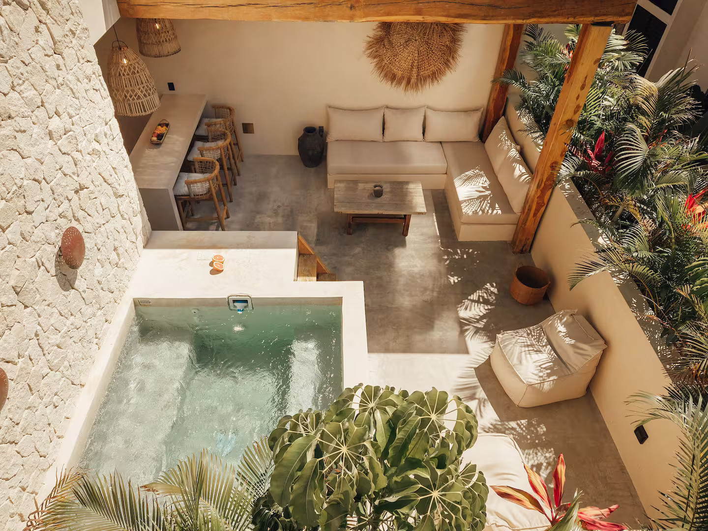 terrasse maison avec piscine Tulum