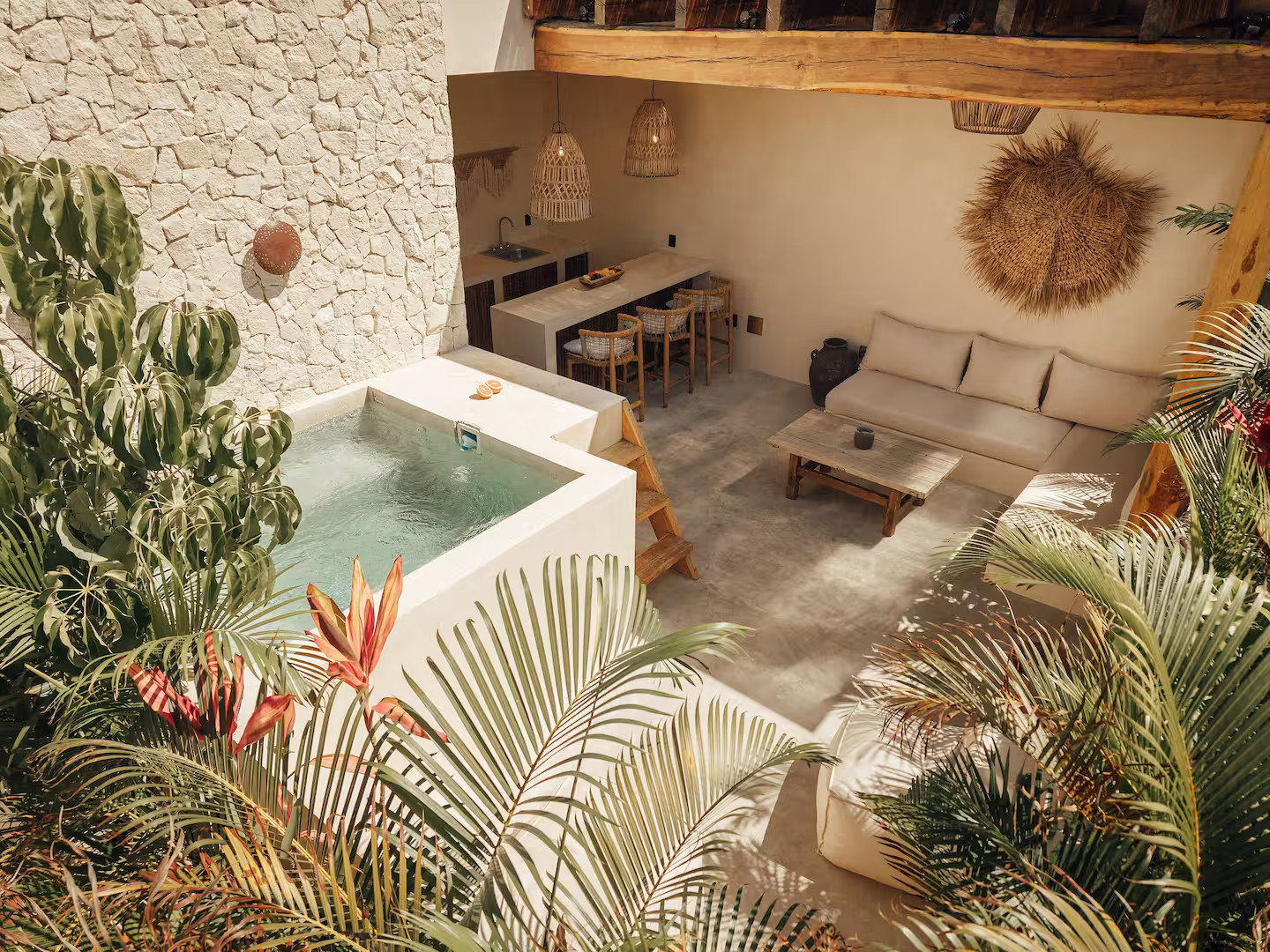 terrasse maison avec piscine Tulum