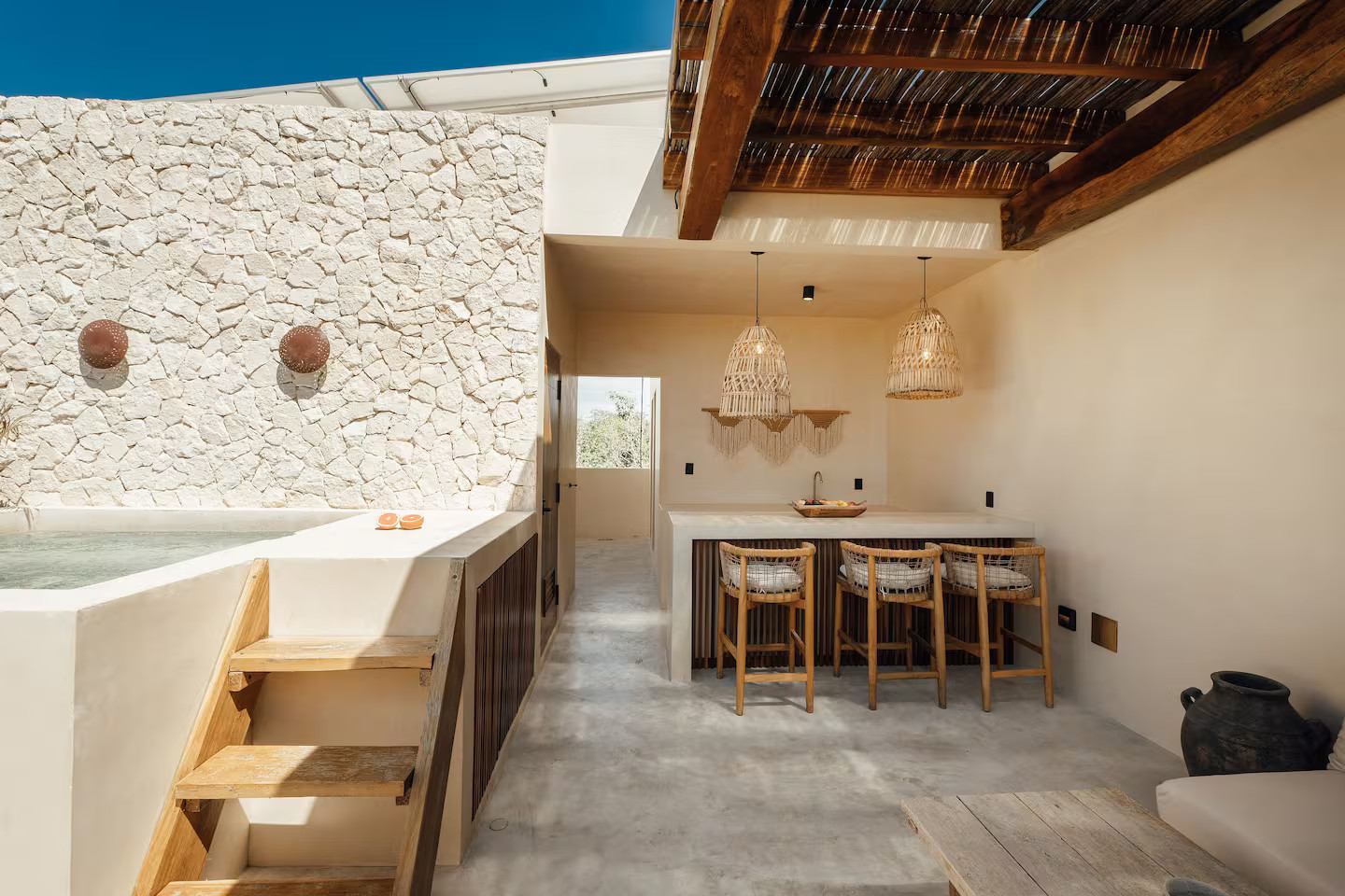terrasse maison avec piscine Tulum