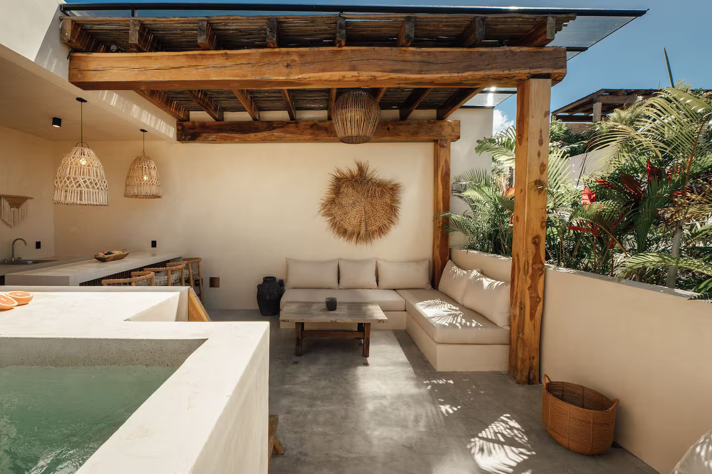 terrasse maison avec piscine Tulum
