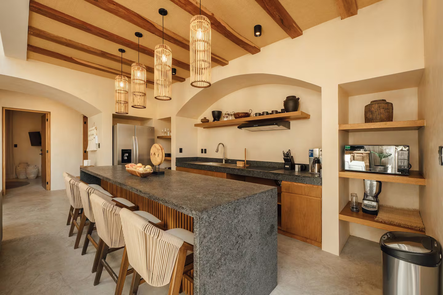 cuisine décoration contemporaine maison avec piscine Tulum