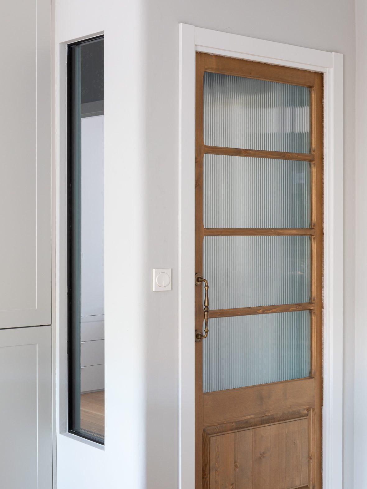 portes vitrée cannelé et bois années 1950
