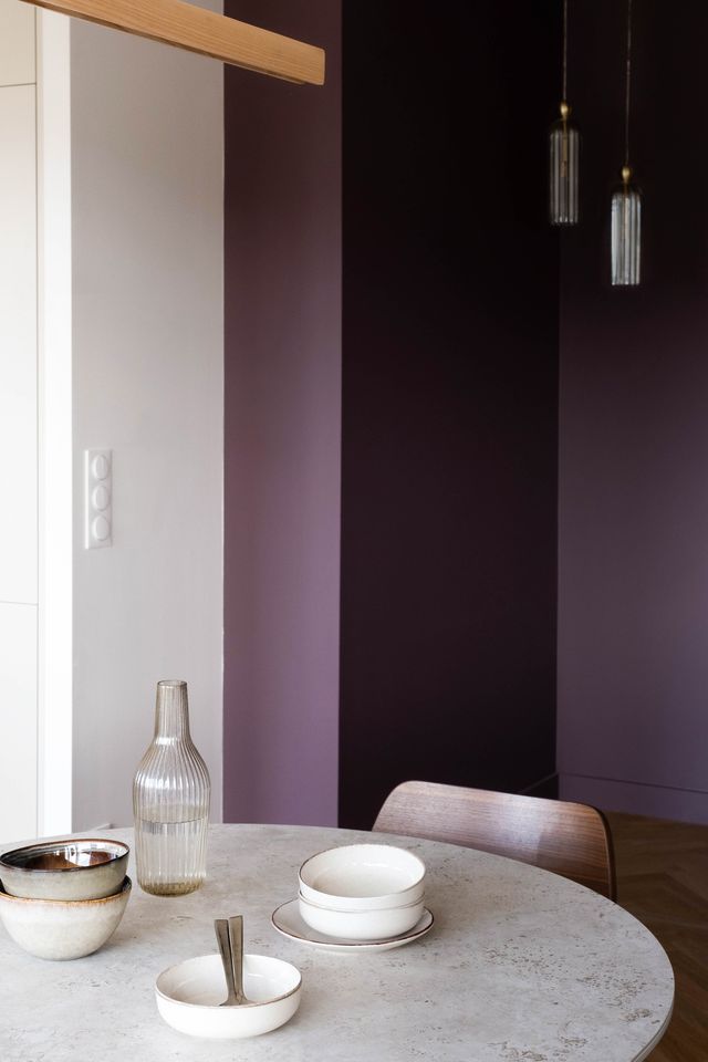 salle à manger décoration contemporaine appartement rénové à Lyon par Studio Castille photo : ©Lopin.communication