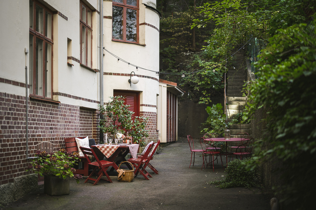 cour jardin immeuble Suède cour jardin immeuble Suède