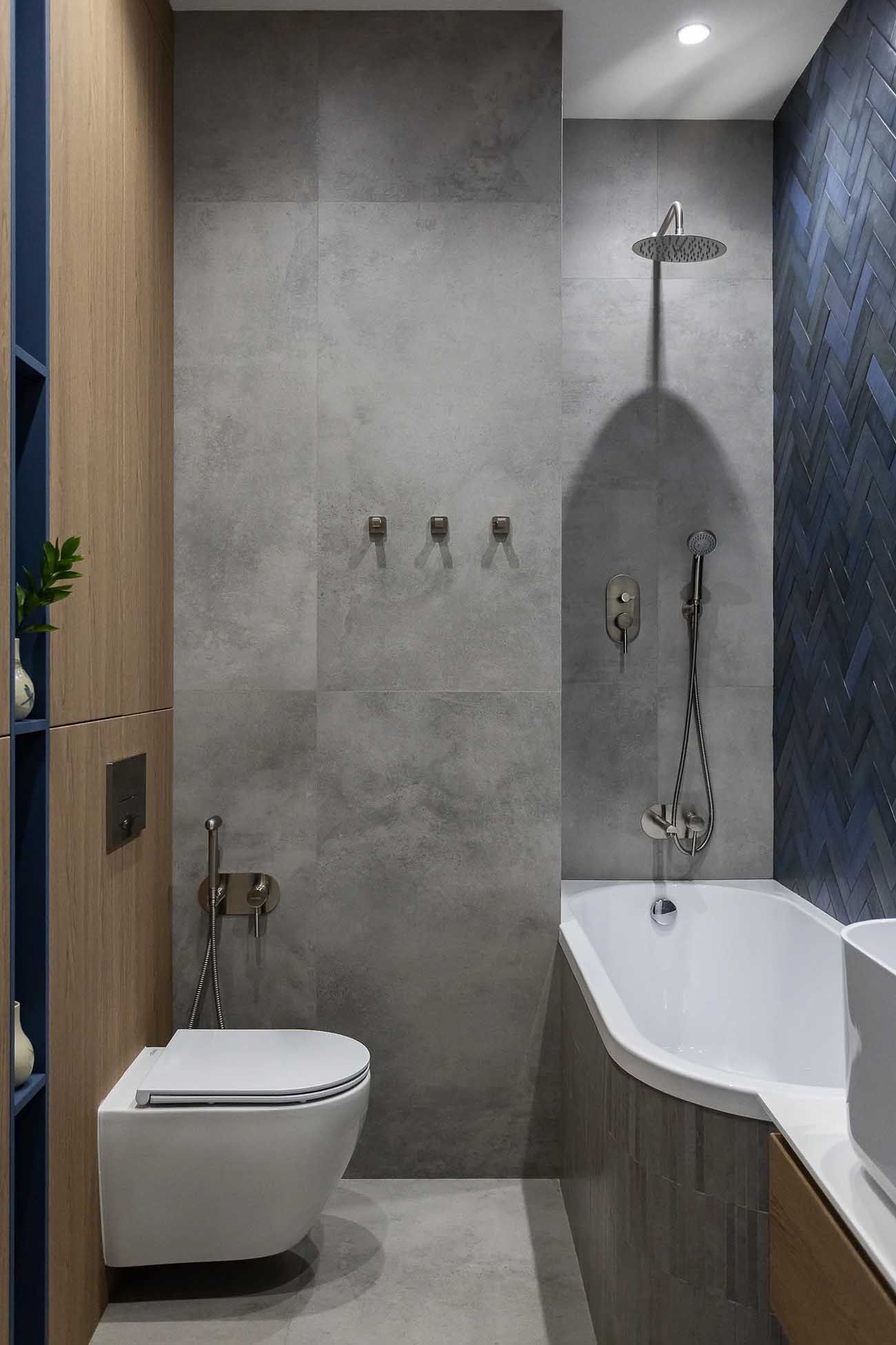 salle de bain design grand studio 47m2 avec dressing décoration contemporaine