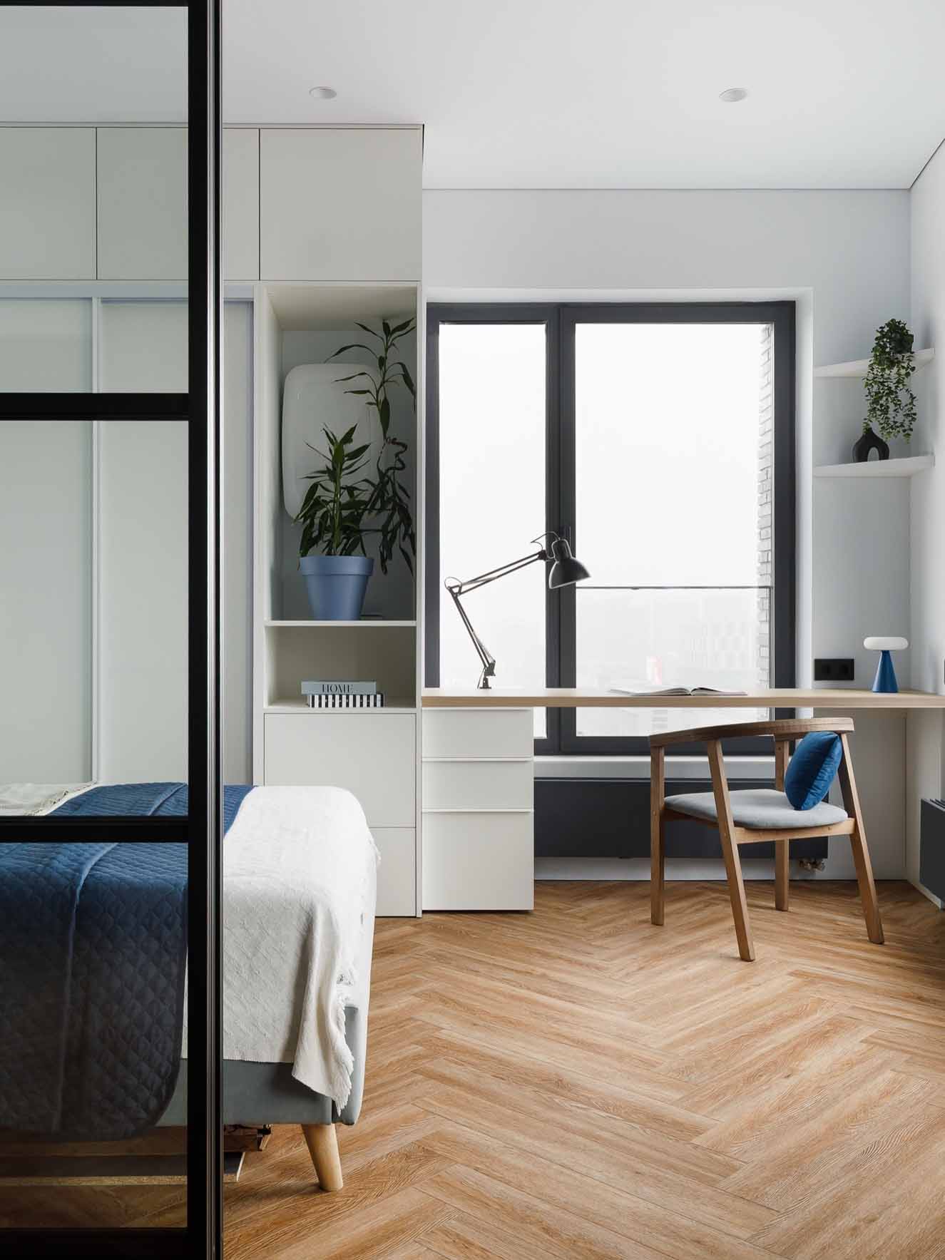 bureau et chambre moderne avec verrière studio 27m2