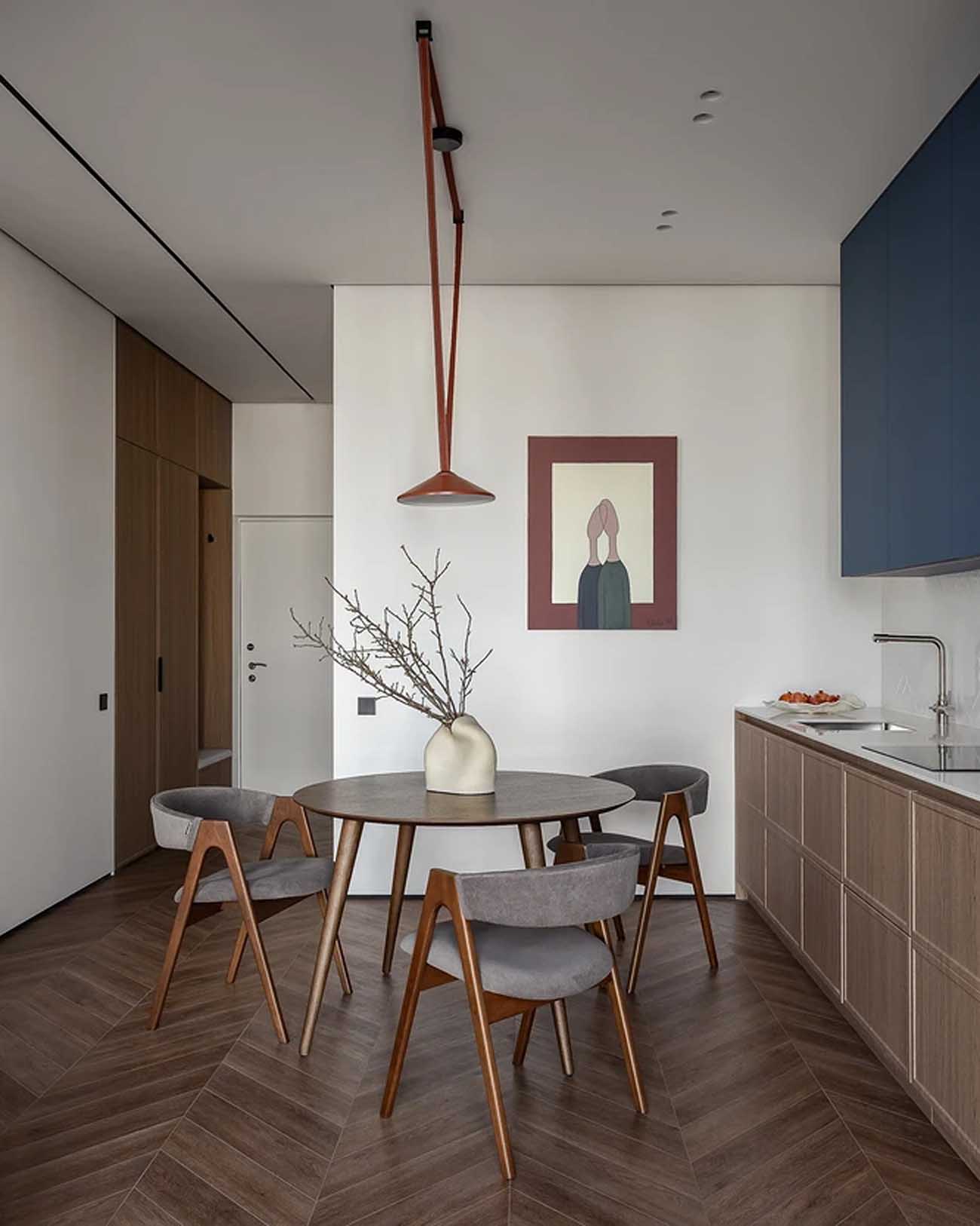 entrée cuisine et salle à manger grand studio 47m2 avec dressing décoration contemporaine